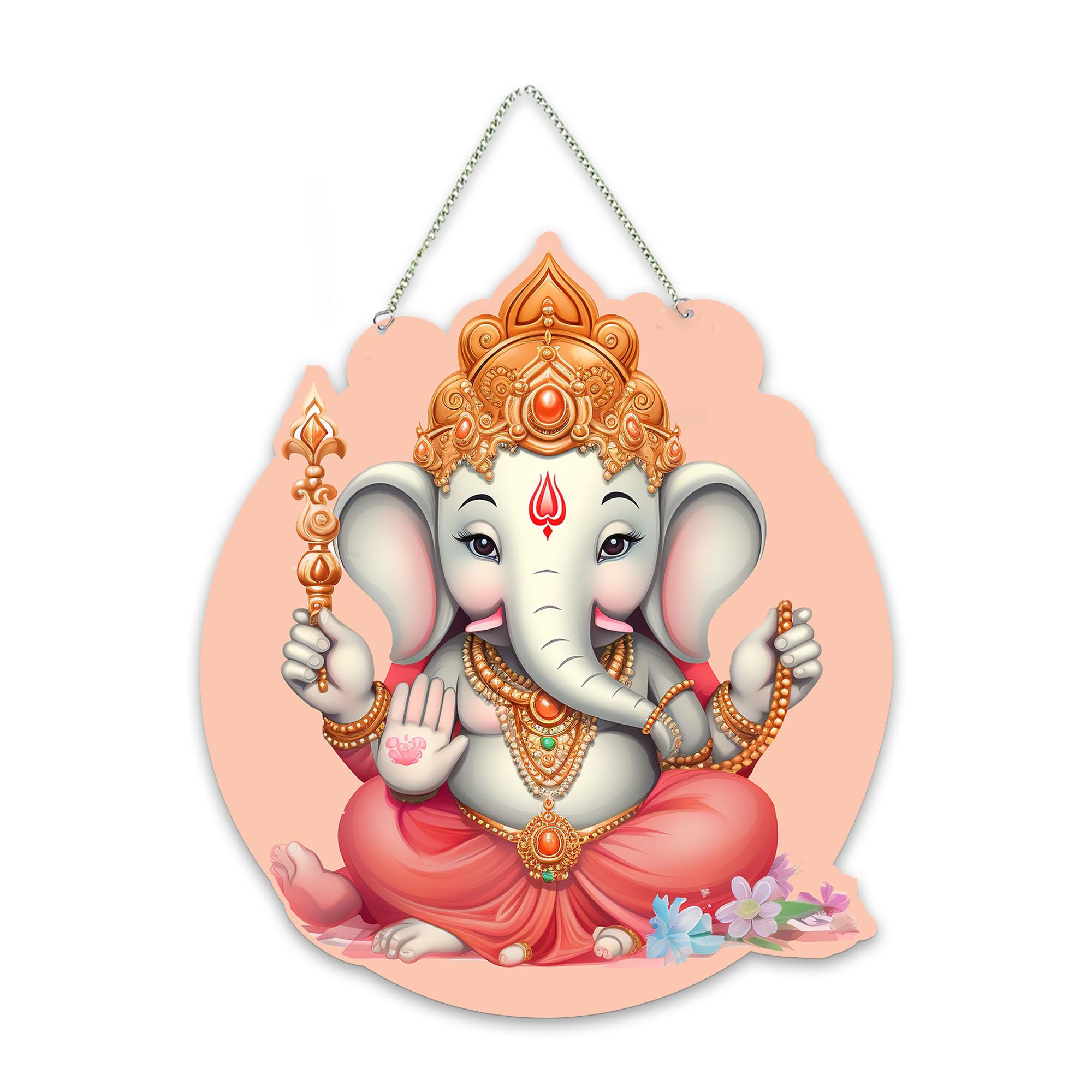 Artvibes Bal Ganesha Auspicious Wooden Art Work Wall Hanging For Good Luck Properity Vastu | Spiritual Decor Items | Paintings |
