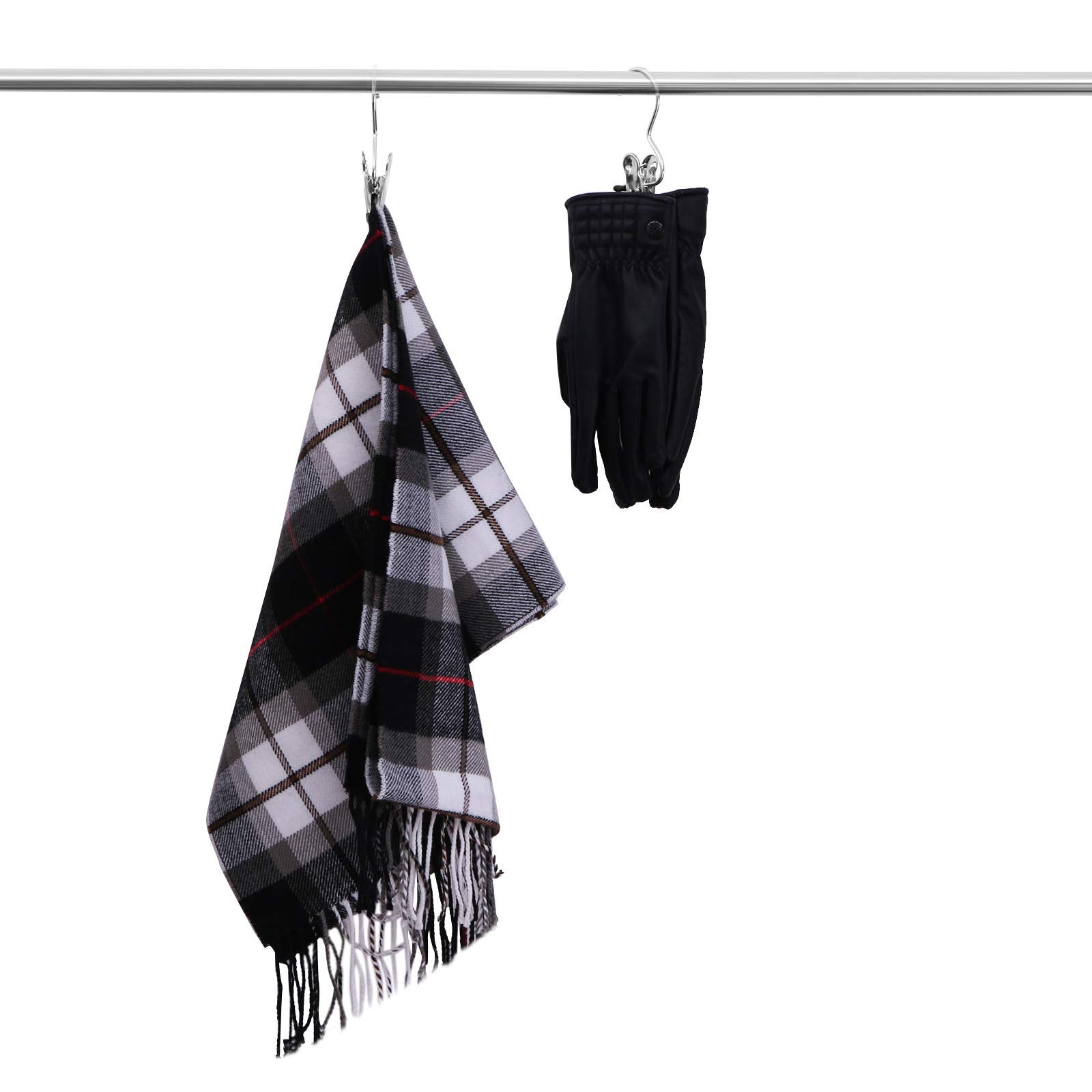 Bewishome 20 Pcs Laundry Hook Boot Hanging Hold Clips Portable Hanging Hooks Home Travel Hangers Clothing Clothes Pins, Chrome F