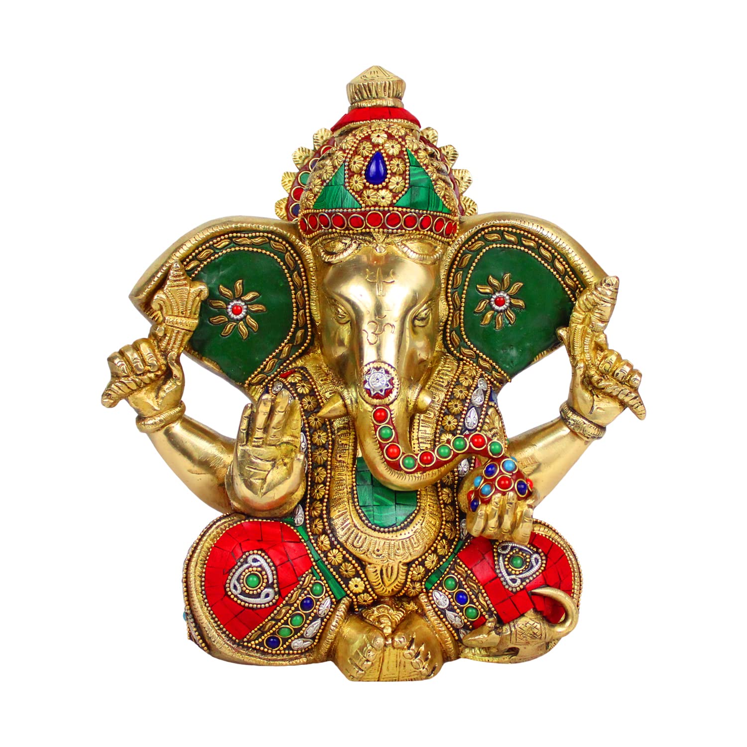 ArtvarkoBrass Multicolor Ganesh Bhagwan Idol Ganesha Statue Ganpati Murti For Home Entrance Decor Diwali Gift Ganesha With Large