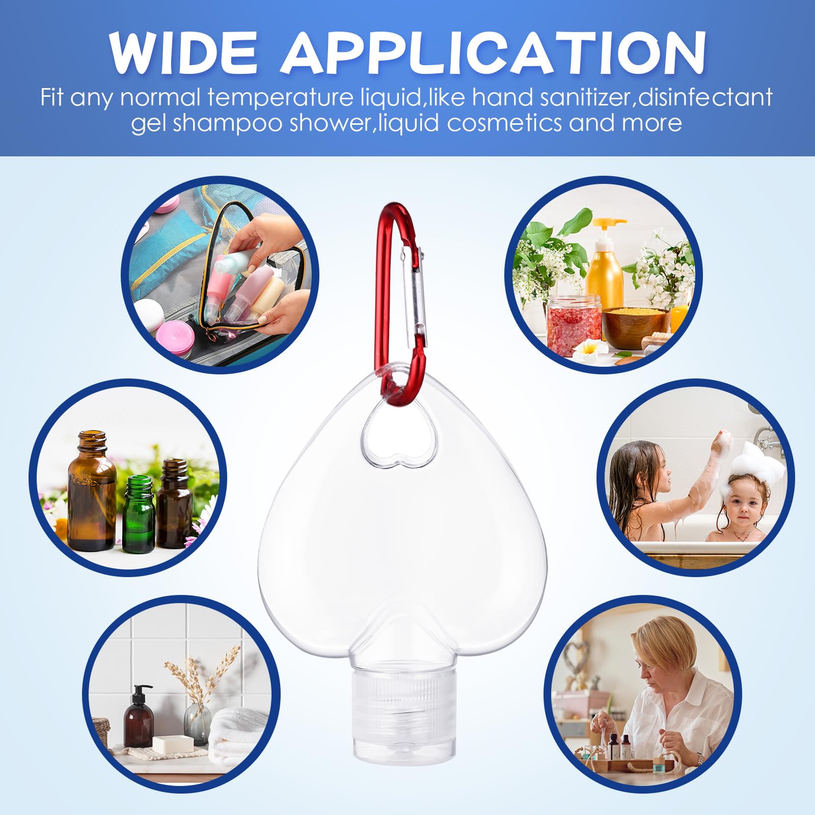 FairySandy 100 Pcs Traveling Bottles with Keychain 2oz Clear Keychain Bottle Plastic Empty Refillable Liquid Packing Container S