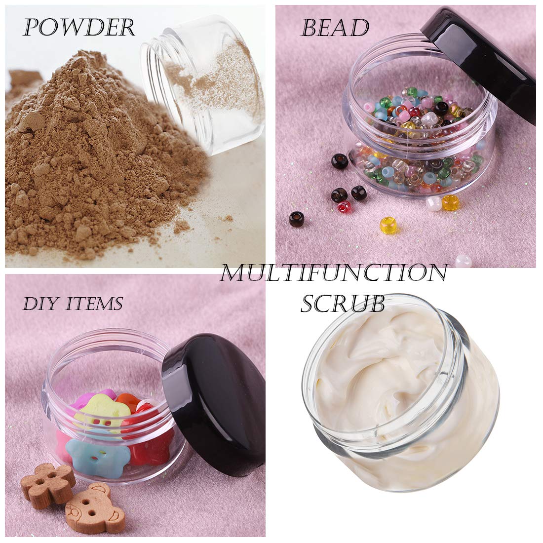 ZEJIA 5 Gram Cosmetic Containers 50pcs Sample Jars Tiny Makeup Sample Containers with lids (Black)