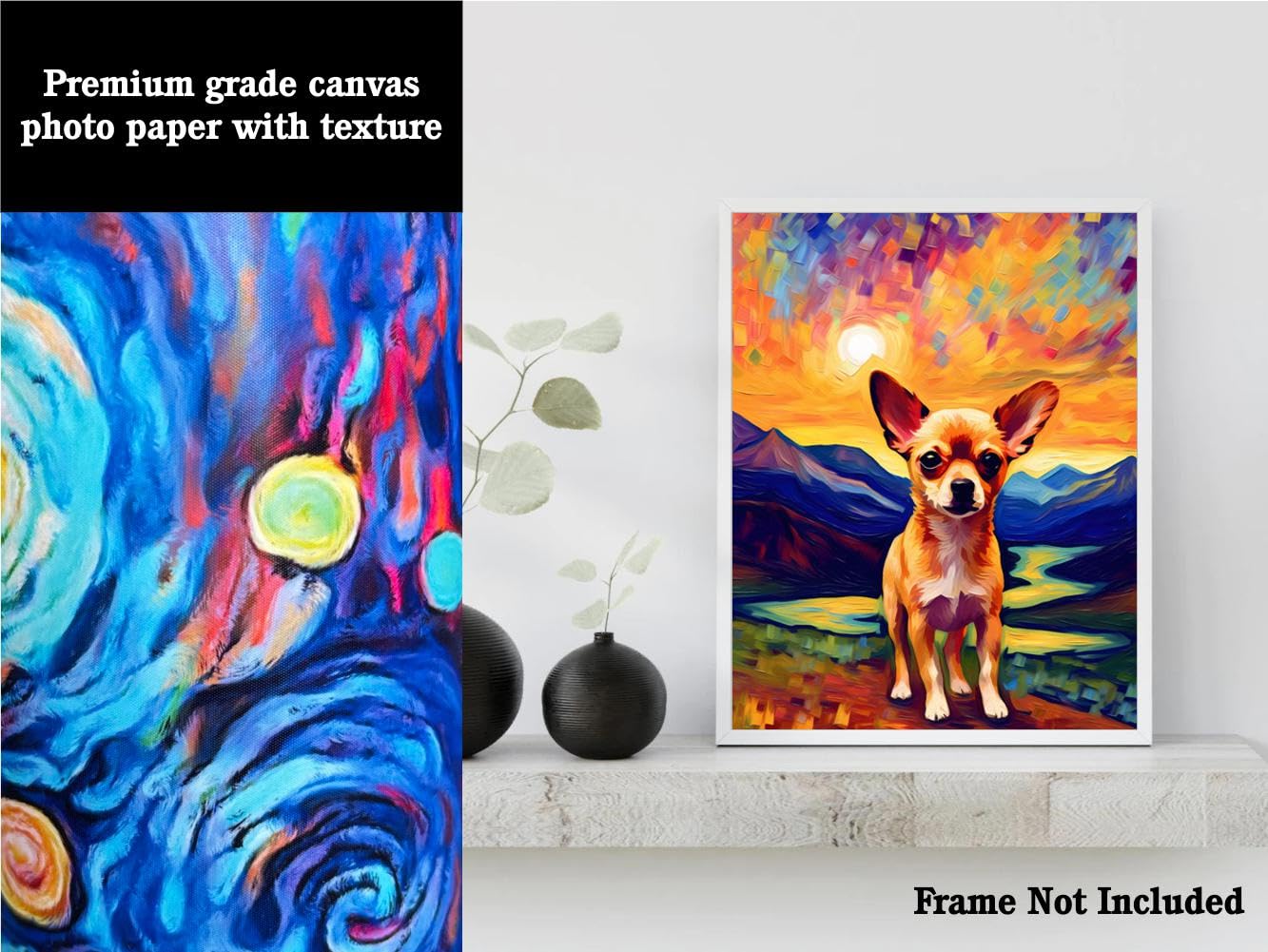 Bestbuddy Pet 8X10 Unframed Starry Night Van Gogh Inspired Chihuahua Dog Pet Family Friend Peace Oil Painting Art Print Poster W