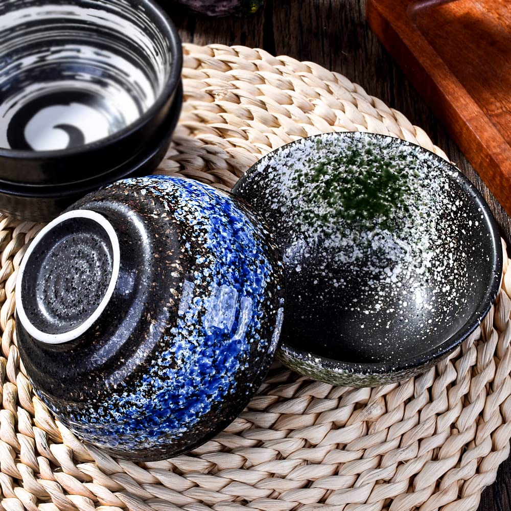 Lmrlcs Japanese Kiln-Formed Ceramic Bowl Set Of 4 For Cereal, Soup, Dessert, And Rice Bowl Set - Microwave Safe And Stackable