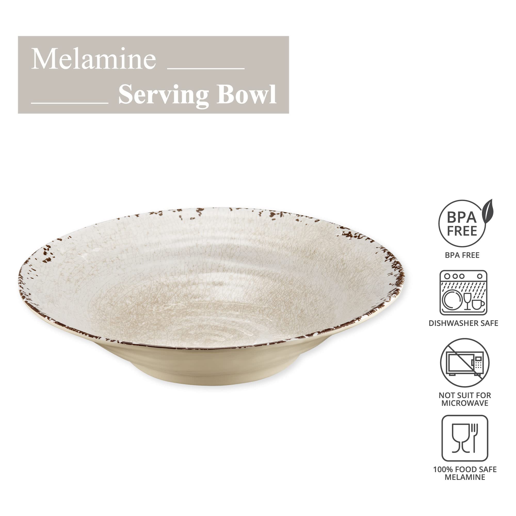 Supreme Housewares 16 Inch Melamine Serving Bowl Large Bowl Mixing Bowl Bpa-Free Food Bowl For Charcuterie, Food, Fruit, And Sal