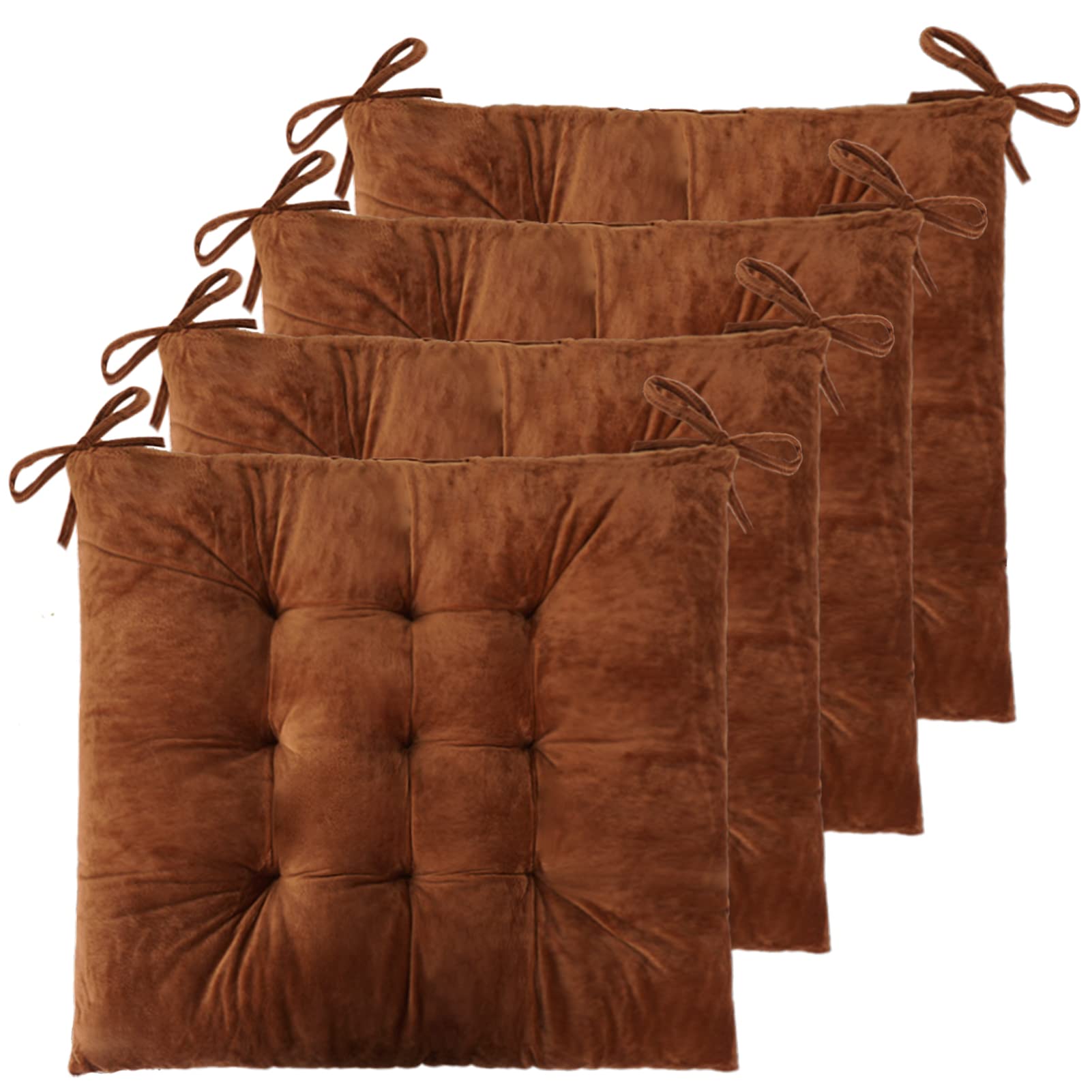 ELFJOY 4 Pack Chair Cushions for Dining Chairs Chair Pads Cushion for Kitchen Office Tufted Square Seat Cushion with Ties (16 Co