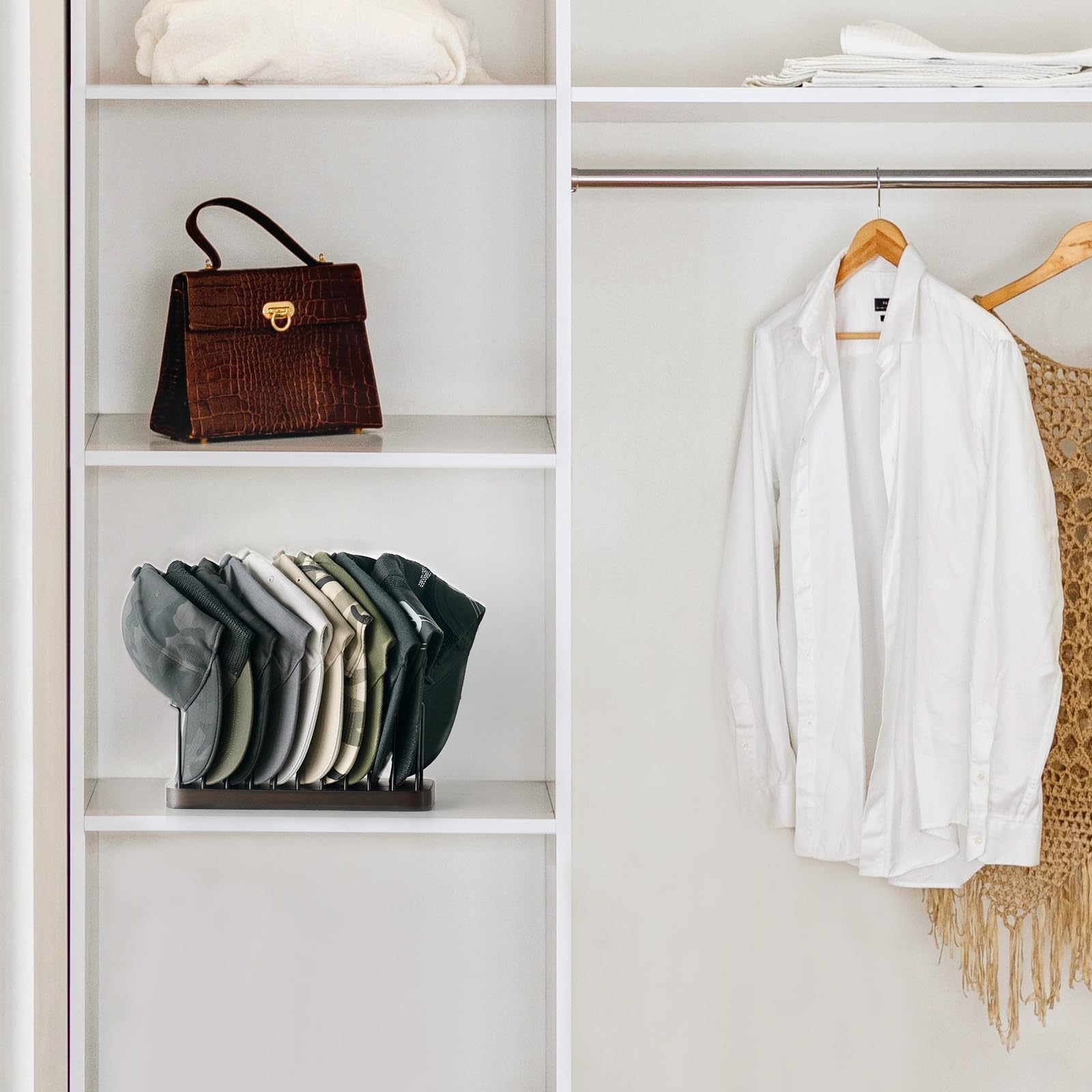 Mkono Hat Organizer For Baseball Caps, Hat Holder For 10 Baseball Caps, Tabletop Hat Rack Stand Hat Storage Display Baseball Cap