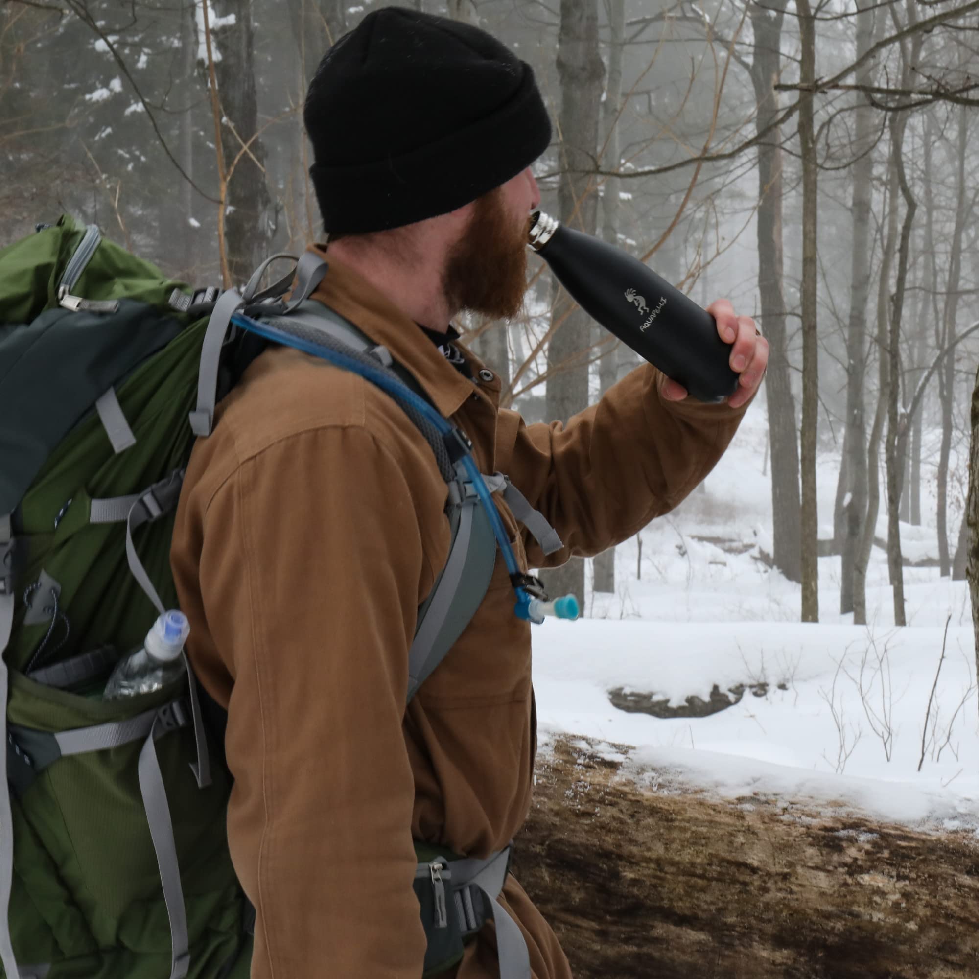 Aquapelli Vacuum Insulated Sport Bottle, 16 Ounces, Midnight Black