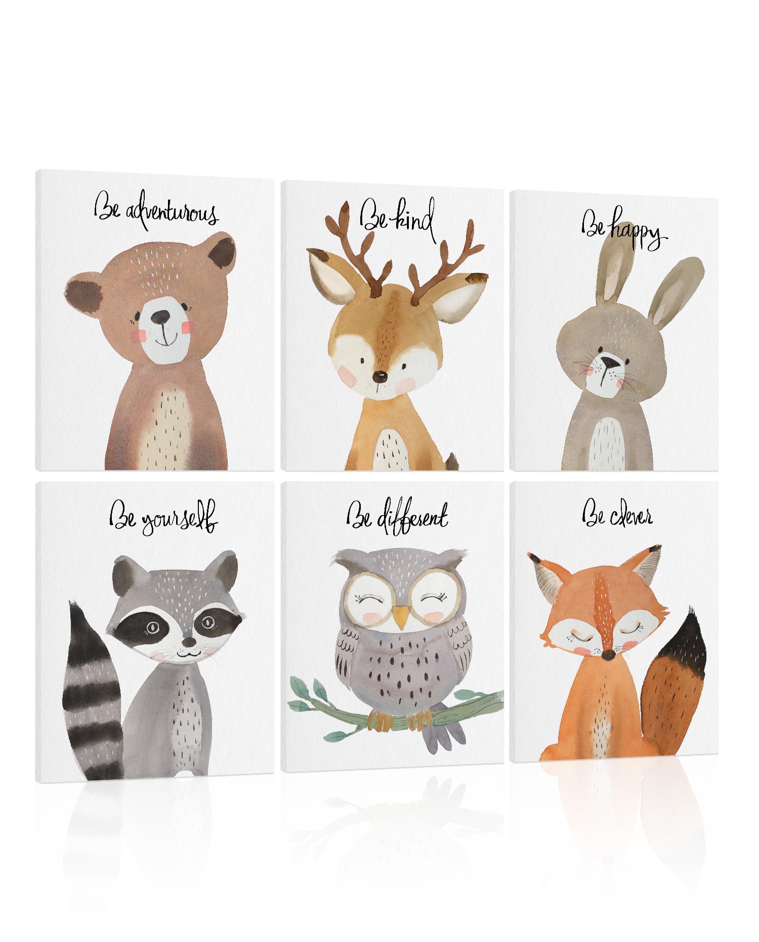 Safari Animal Nursery Wall Decor: Woodland Animal Print For Baby Boy Girl, Framed Inspirational Quotes Kids Wall Art, Jungle Pic