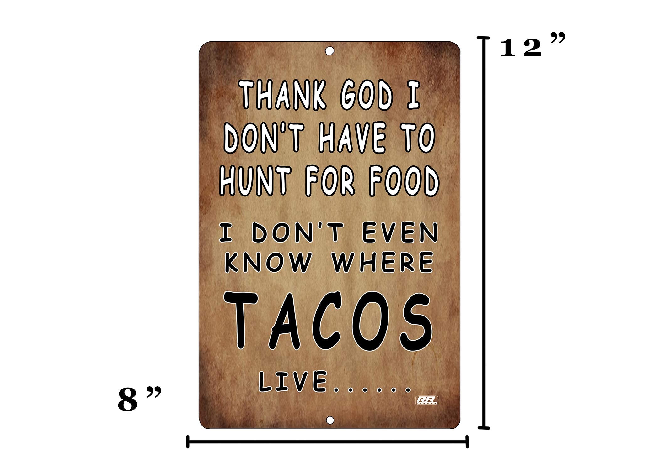 Rogue River Tactical Funny Sarcastic Hunt For Tacos Home Decor Kitchen Metal Tin Sign Wall Art Poster Picture Mexican Food