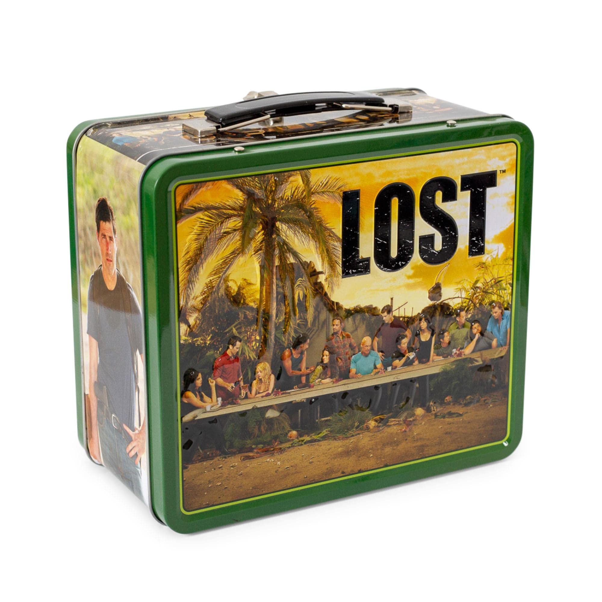 Lost Cast Metal Tin Lunch Box Tote | 8 X 7 X 4 Inches