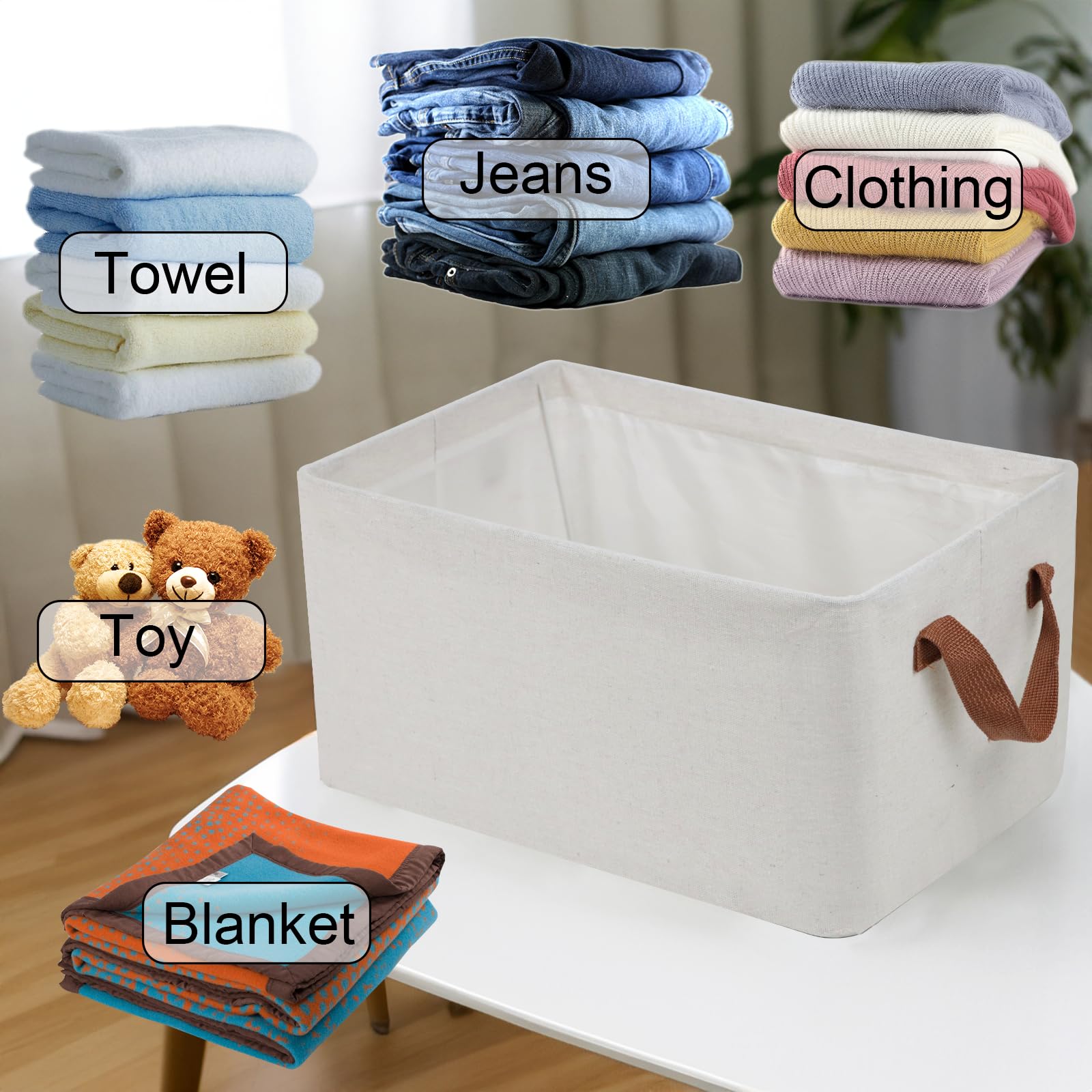 4 Pcs Shelf Baskets Linen Organization Bins, Folding Fabric Storage Basket Bin, Closet Organizers And Storage, Foldable Organize