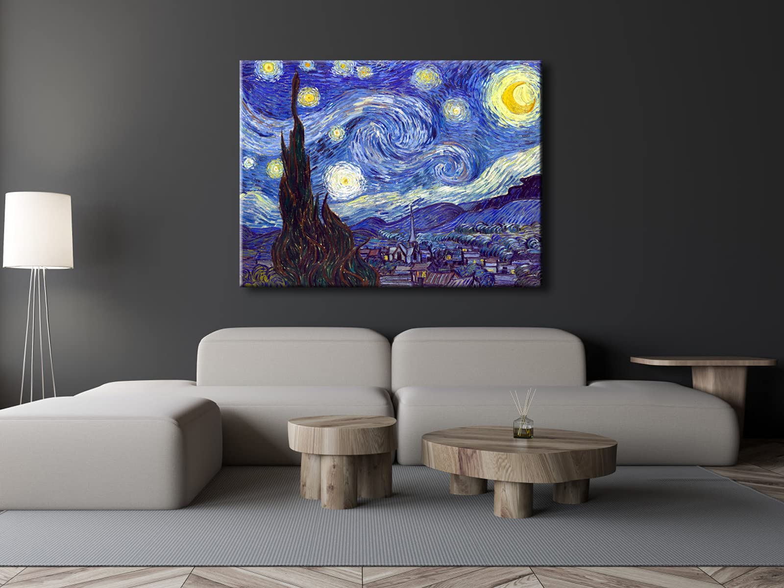 Wieco Art Starry Night Canvas Prints Wall Art By Van Gogh Classical Famous Artwork Huge Size Modern Blue Impressionist Sky Star