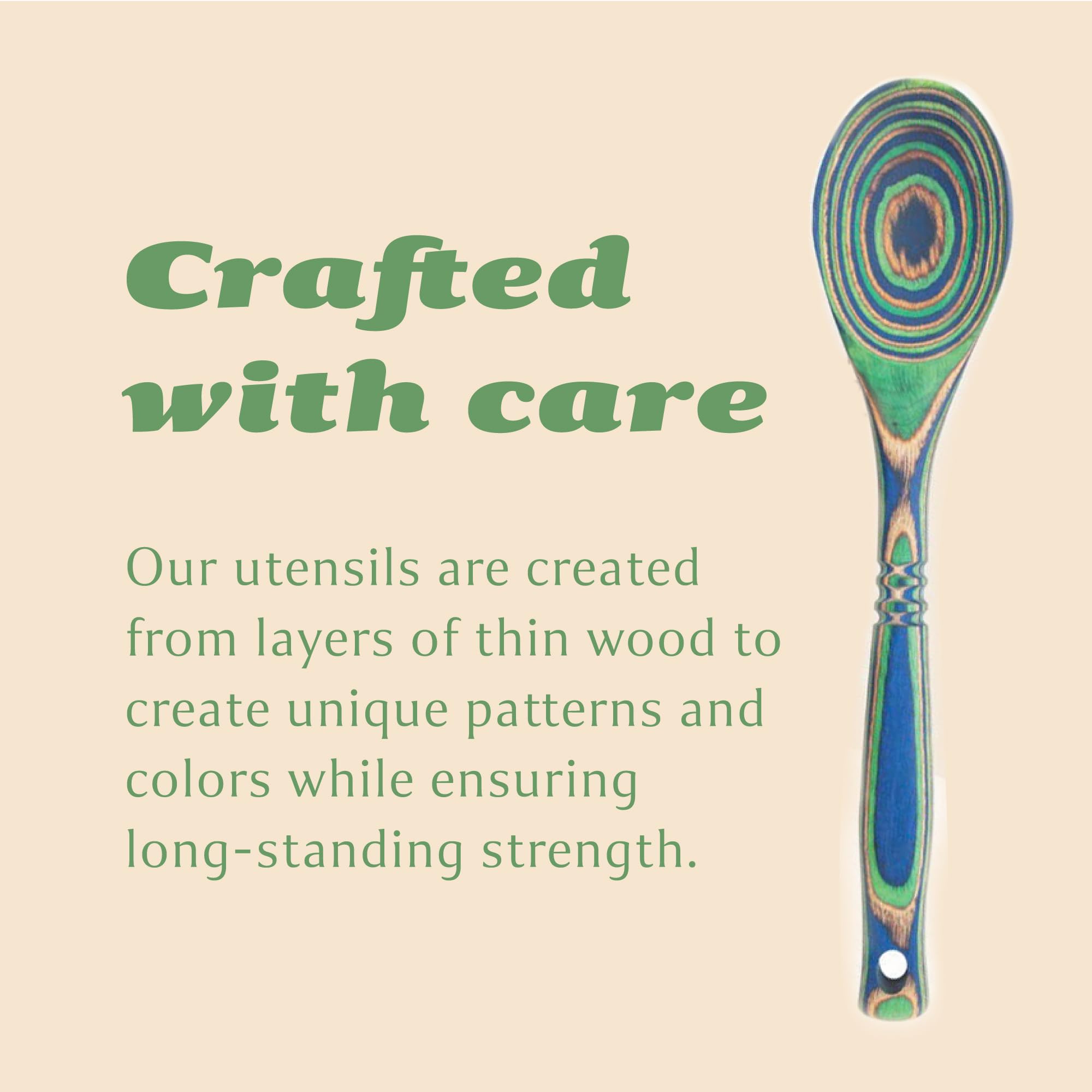 Island Bamboo 12 Inch Pakkawood Spoon - Island Bamboo Pakkawood Utensils, Colorful Wooden Spoons, Utensils For Cooking, Mixing,