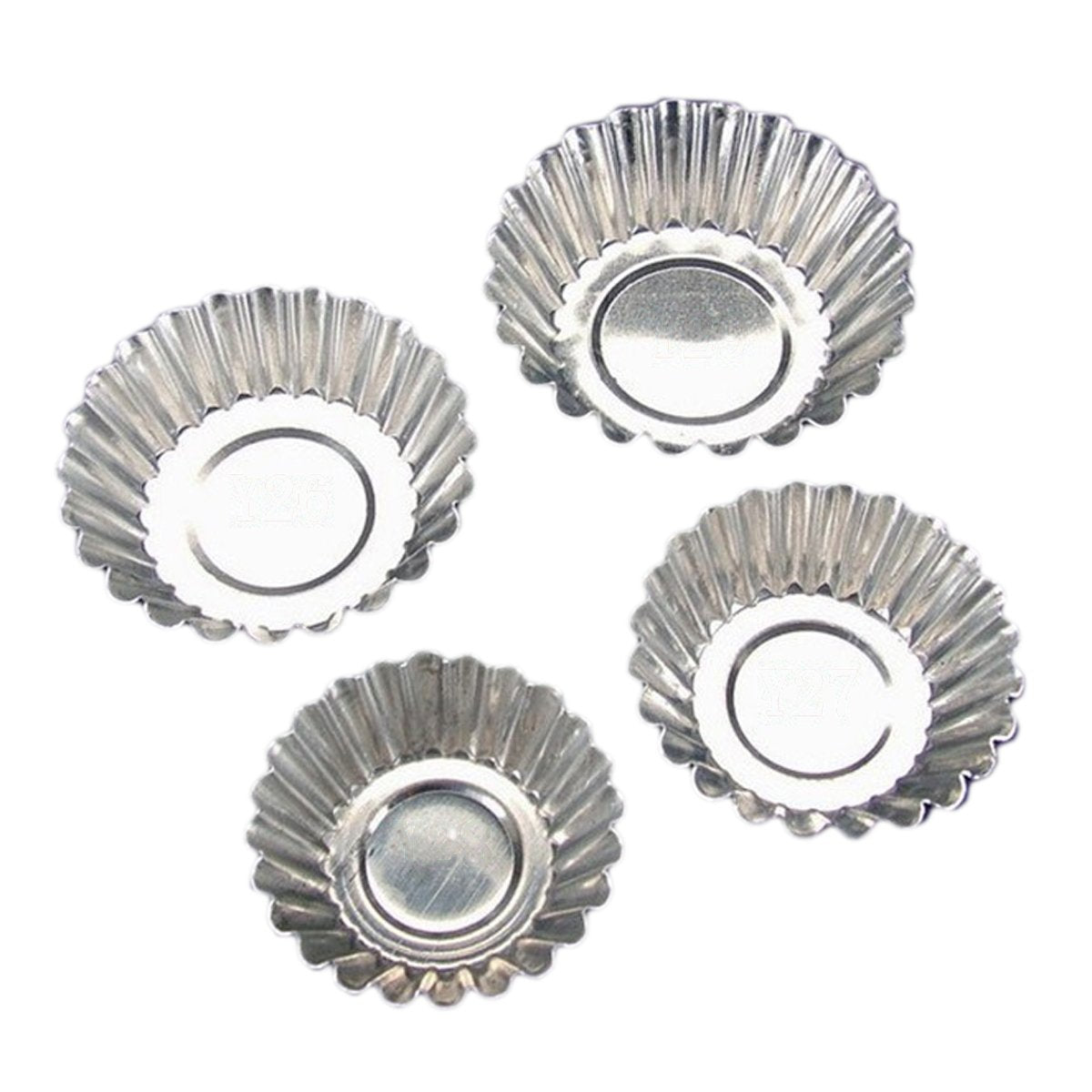 Hugestore 20Pcs Silver Tone Aluminum Egg Tart Mold Mould Makers Cupcake Cake Cookie Mold Lined Mould Tin Baking Tool 6.5Cm