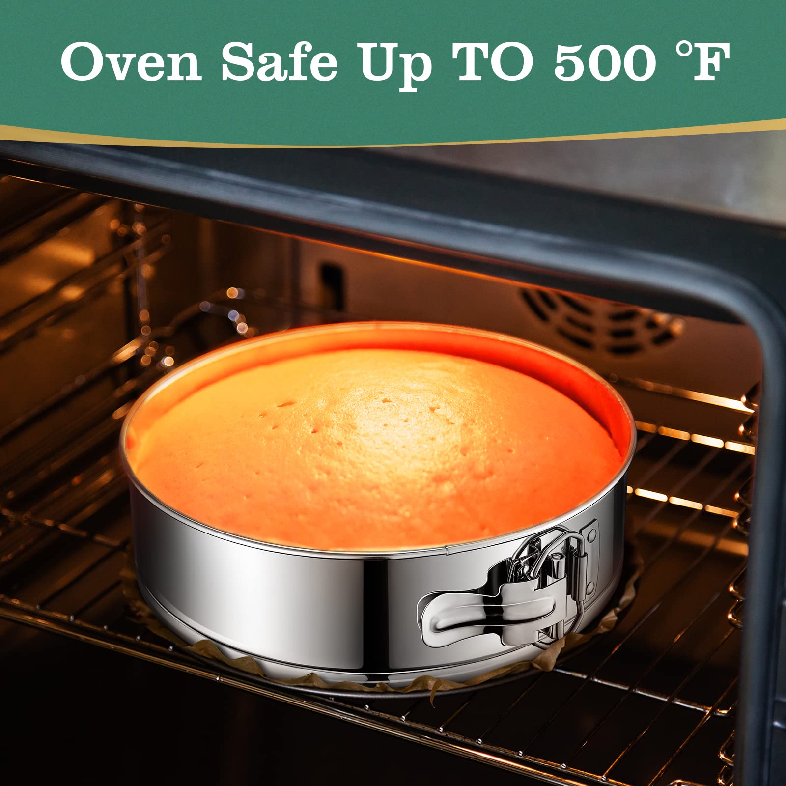 E-Gtong 9 Inch Springform Cake Pan, Stainless Steel Springform Pans, Leakproof & Nonstick Cheesecake Pan With Removable Bottom,