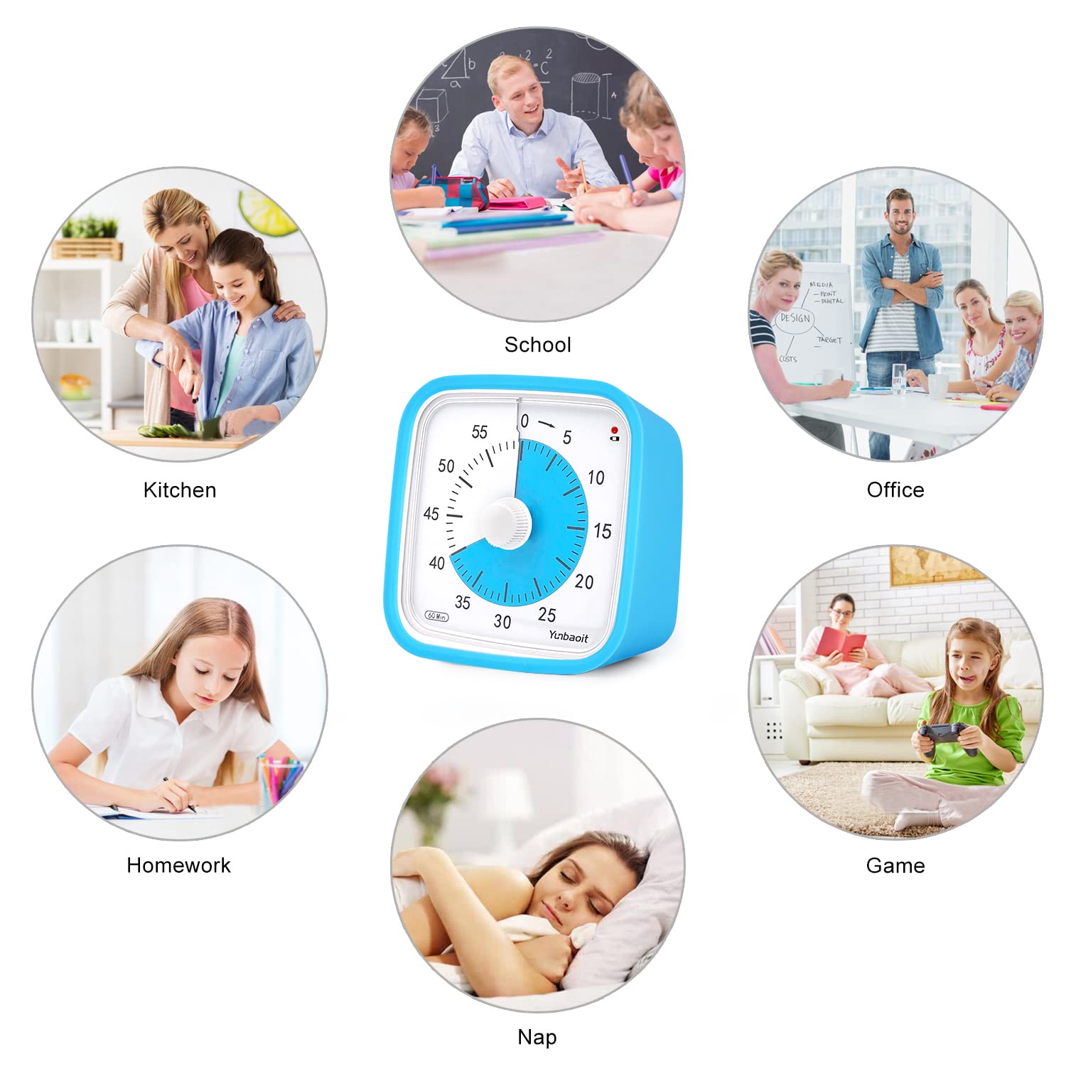 Yunbaoit Upgraded Visual Timer With Protective Case 60 Minute Countdown Timer For Kids With Low Power Indicator Light Clock Time