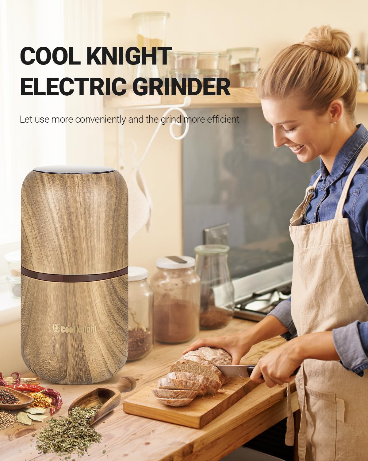 Cool Knight Herb Grinder Electric Spice Grinder [Large Capacity/High Rotating Speed/Electric]-Electric Grinder For Spices And He
