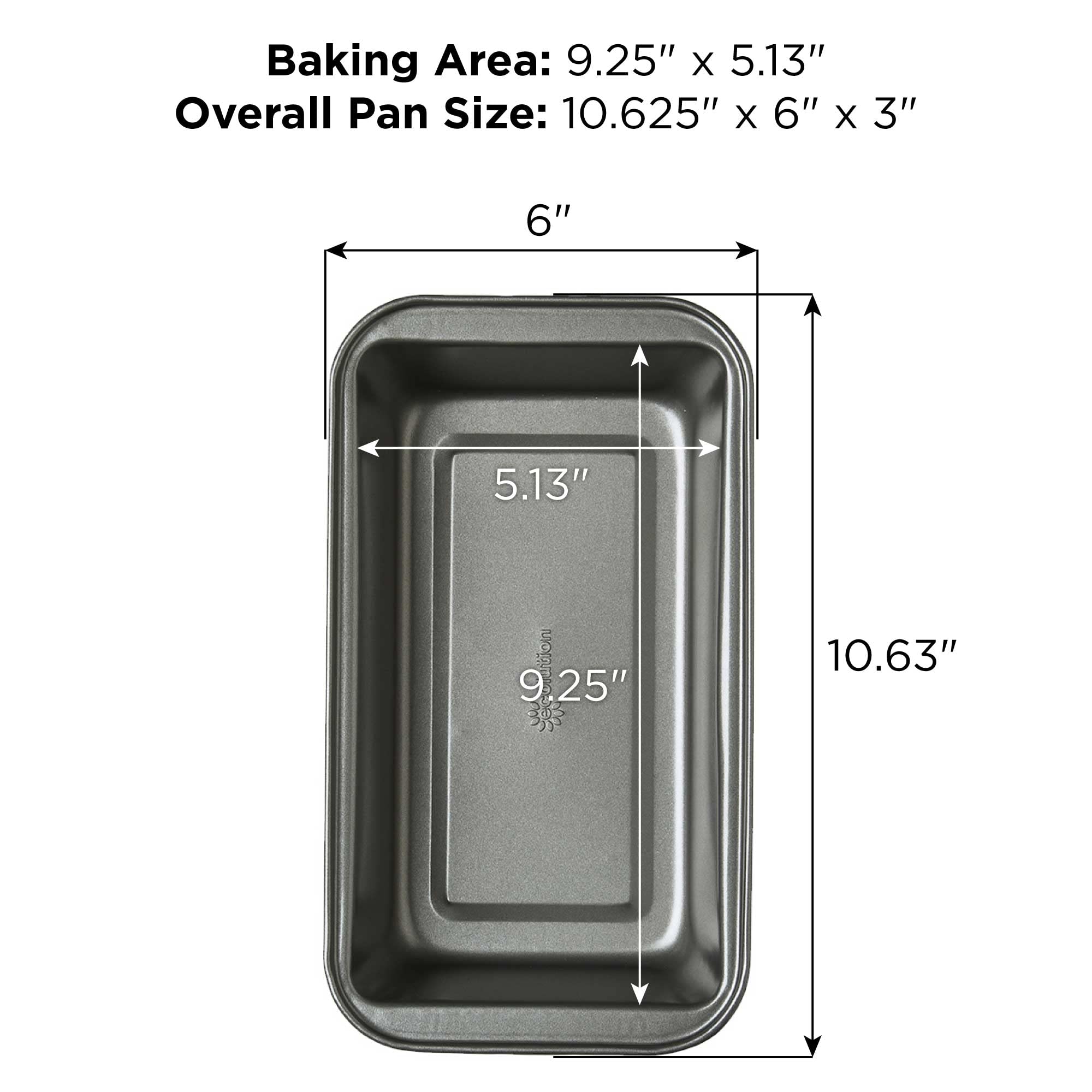 Ecolution Bakeins Large Loaf Pan - Pfoa, Bpa, And Ptfe Free Non-Stick Coating - Heavy Duty Carbon Steel - Dishwasher Safe - Gray