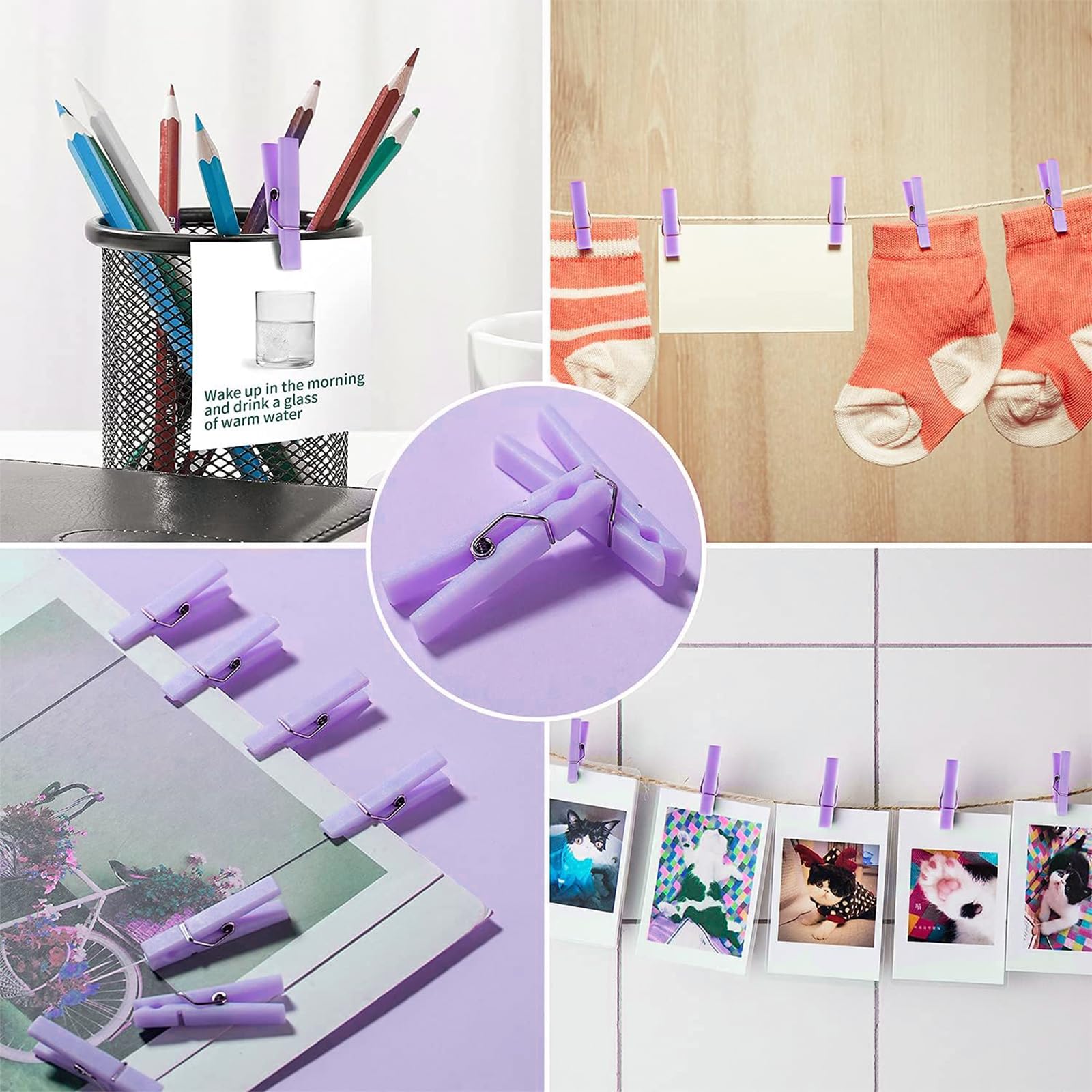 50 Pcs Small Transparent Plastic Tool Paper Clips Clothespins Clip Clothing Line Clip Photo Clips 1.4 X 0.25 Inch Mini Clothespi