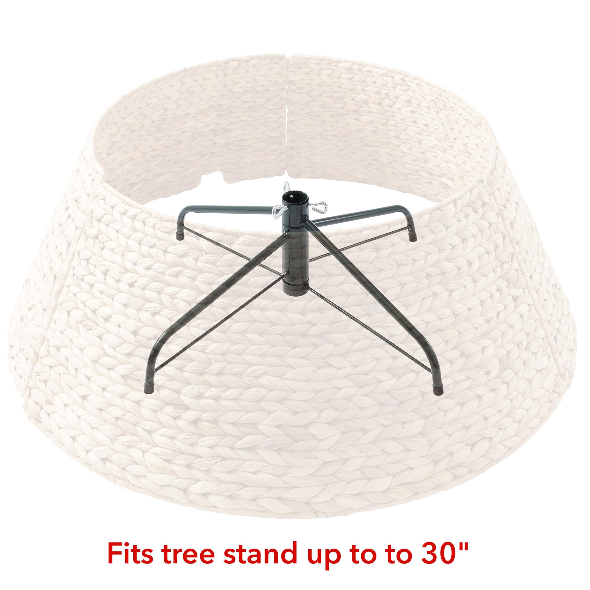 Casafield 32-Inch Christmas Tree Collar, Woven Water Hyacinth Tree Base Cover with Cord Cut Out, Natural