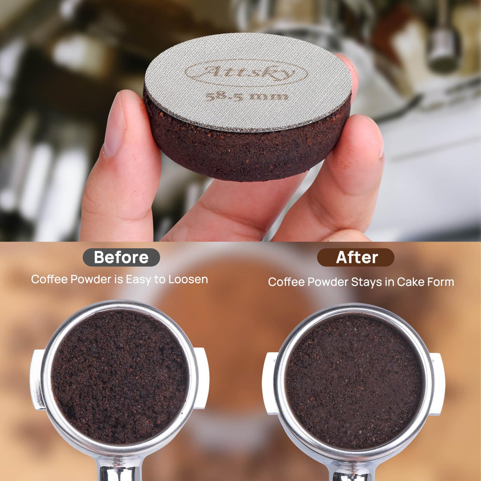 Attsky 58.5Mm Espresso Puck Screen, Espresso Filter For 58Mm Portafilter Filter Basket, Reusable Espresso Screen With 1.7Mm Thic