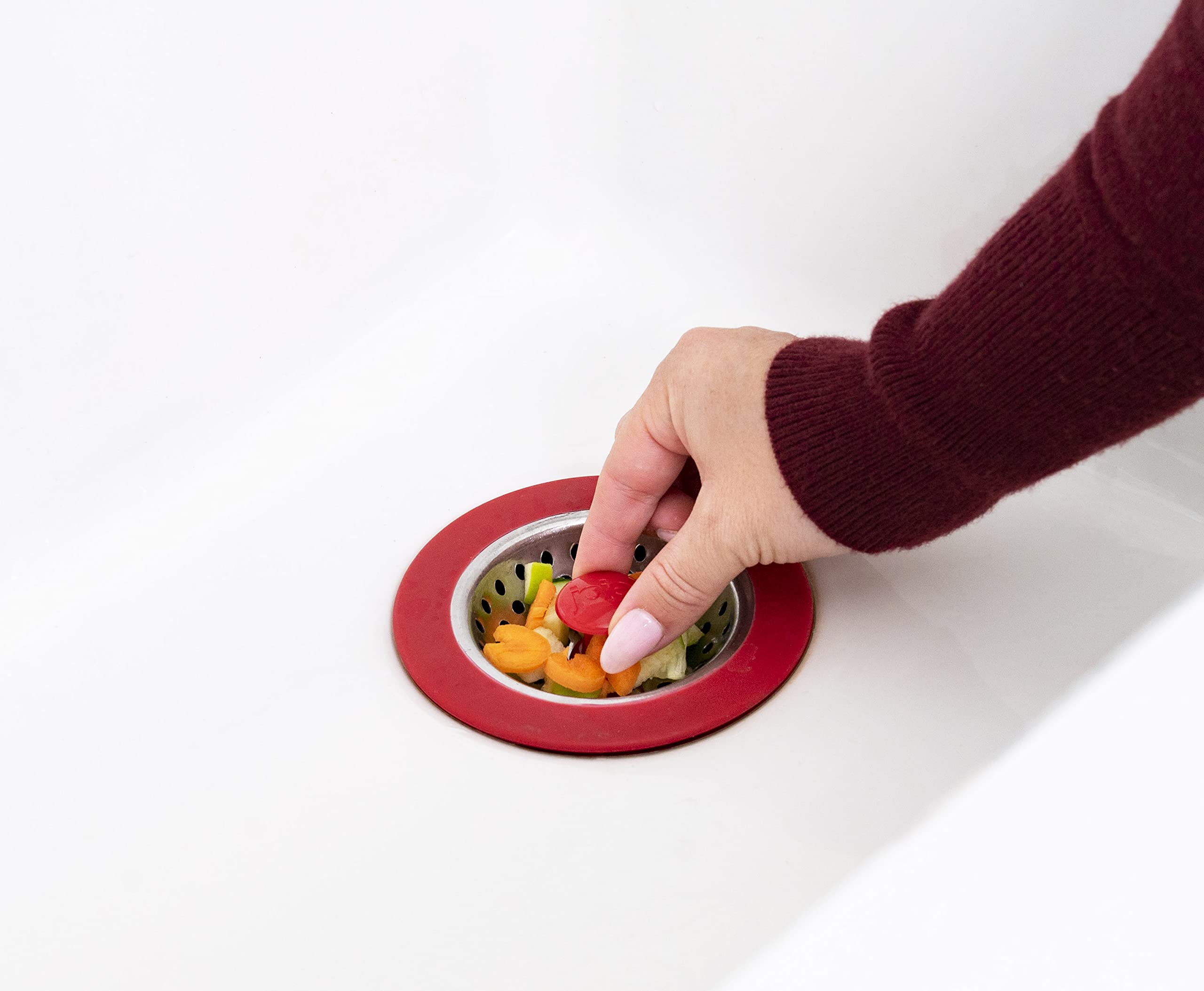 Msc International Black Or Red Joie Kitchen Sink Stopper And Strainer Basket, Stainless Steel And Plastic