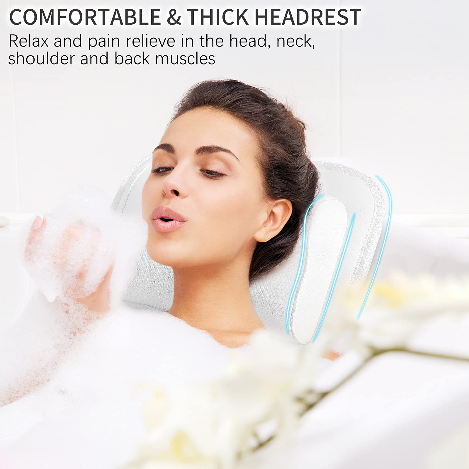 Full Body Bath Pillow For Bathtub, Upgraded Non-Slip Bath Cushion For Tub, Spa Bathtub Pillow Mattress For Head Neck Shoulder An