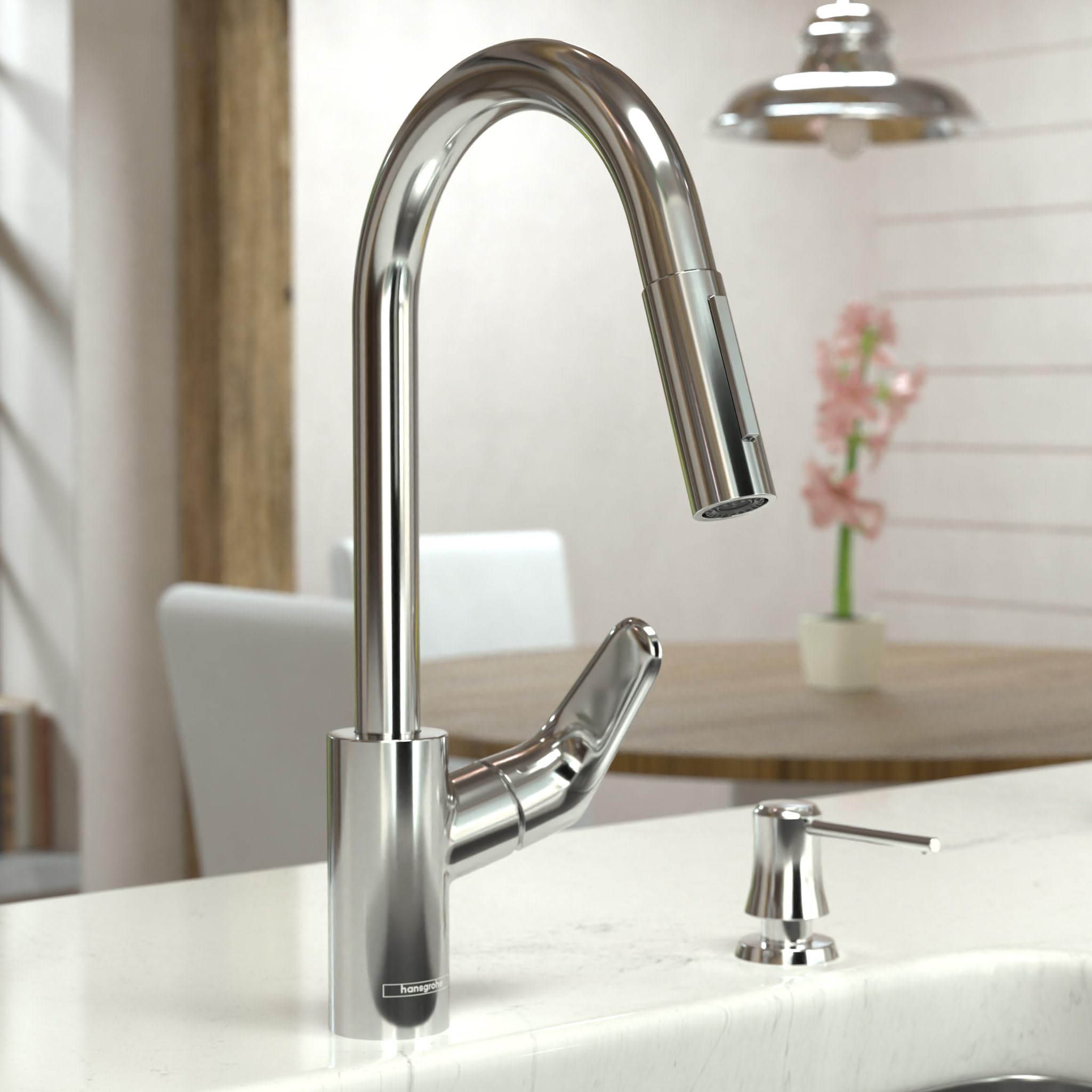 Hansgrohe Focus Chrome High Arc Kitchen Faucet, Kitchen Faucets With Pull Down Sprayer, Faucet For Kitchen Sink, Magnetic Dockin