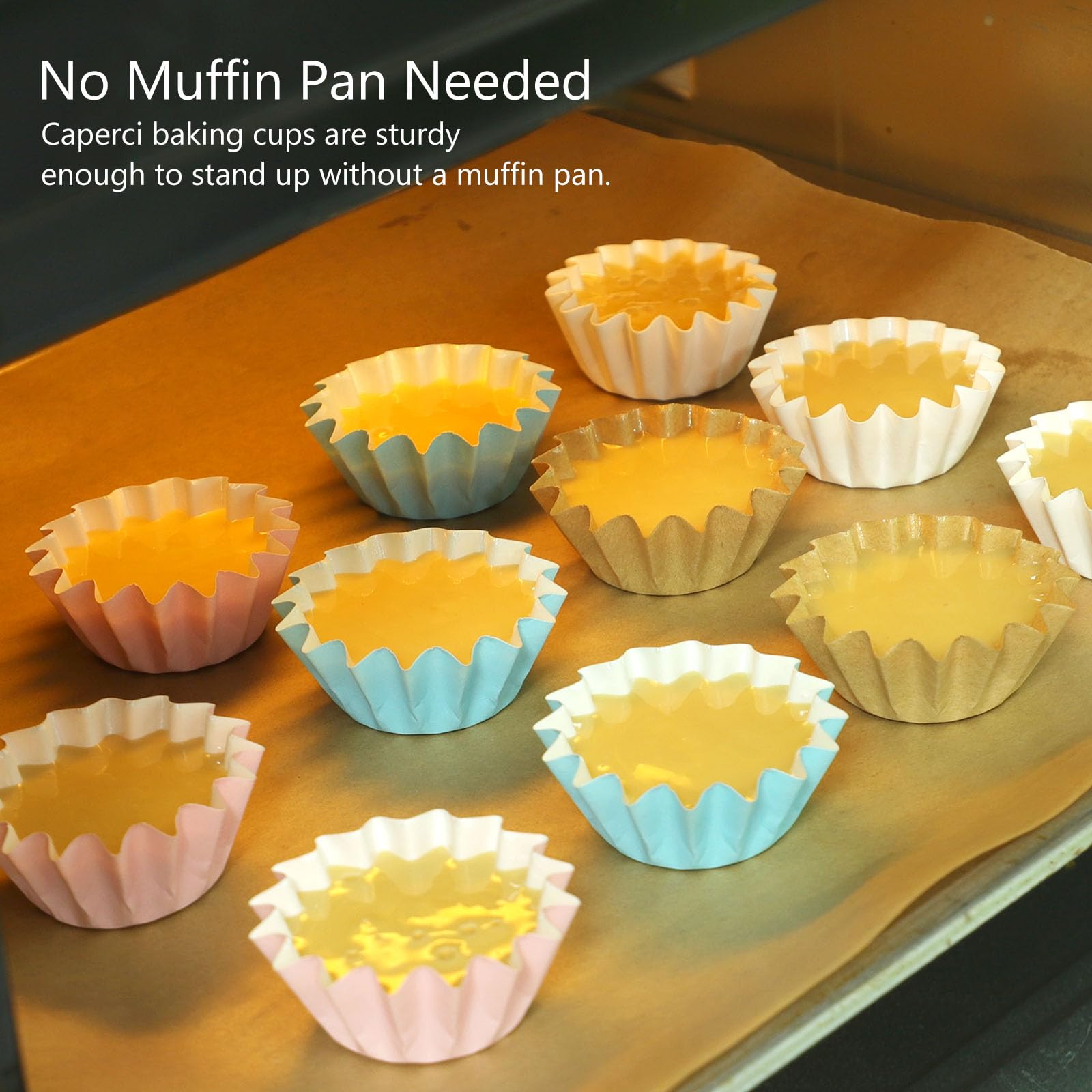 Caperci Grease-Resistant Pink Mini Cupcake Liners 200 Counts - Heavy Duty Paper Muffin Baking Cups, Odorless, No Muffin Pan Need