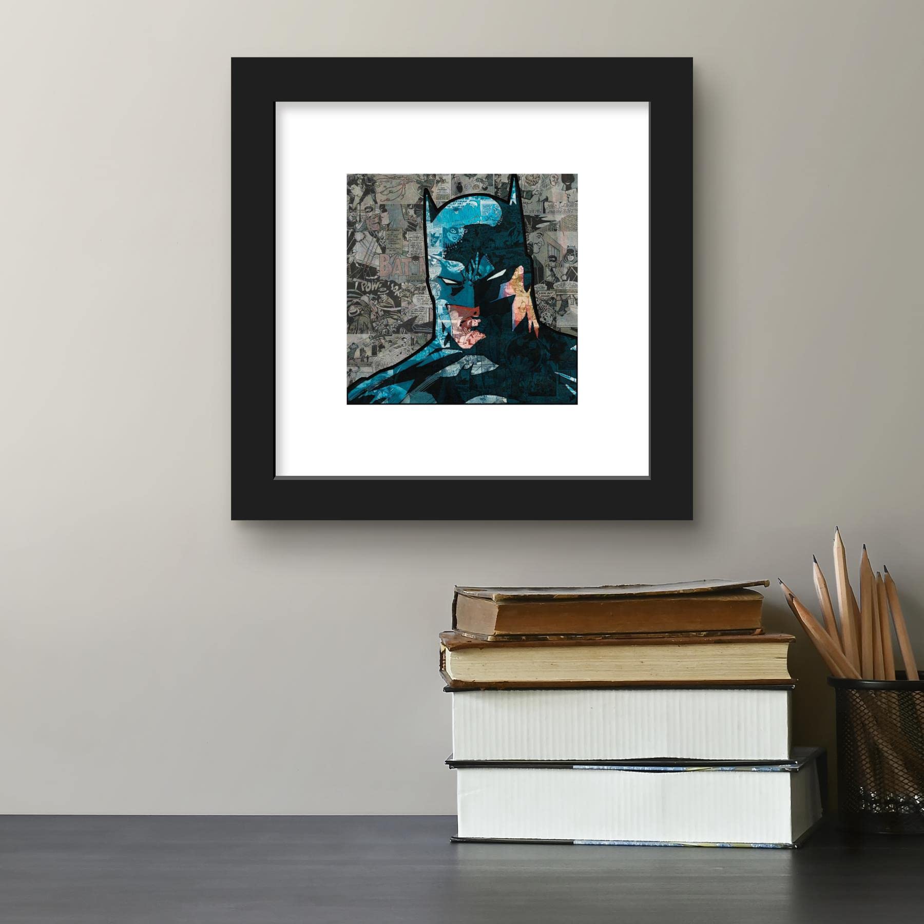 Trends International Gallery Pops Dc Comics - Batman Headshot Collage Wall Art Wall Poster, 12.00'' X 12.00'', Black Frame Versi