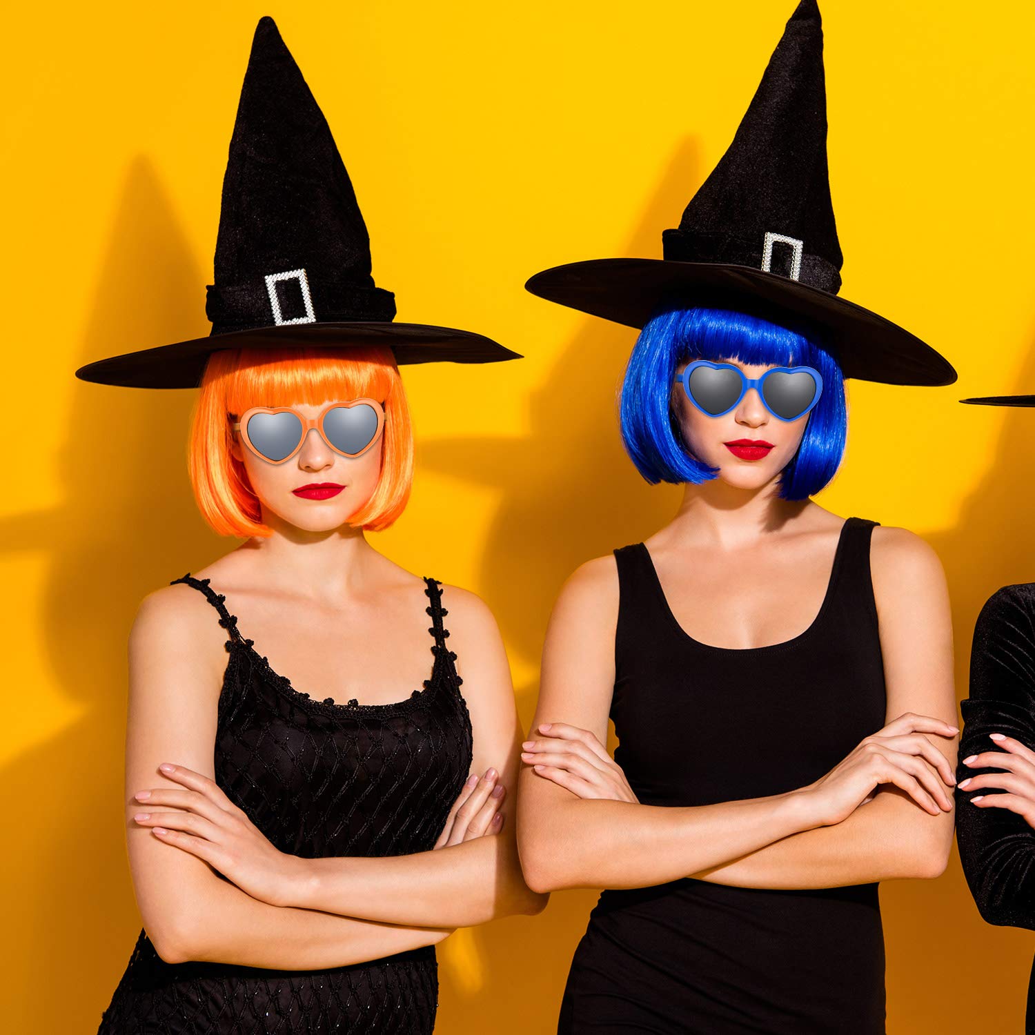 WILLBOND 12 Pieces Colorful Party Wigs and Sunglass Set, Neon Short Bob Wig Sunglass Pack Costume Cosplay Wig Daily Party Hairpi