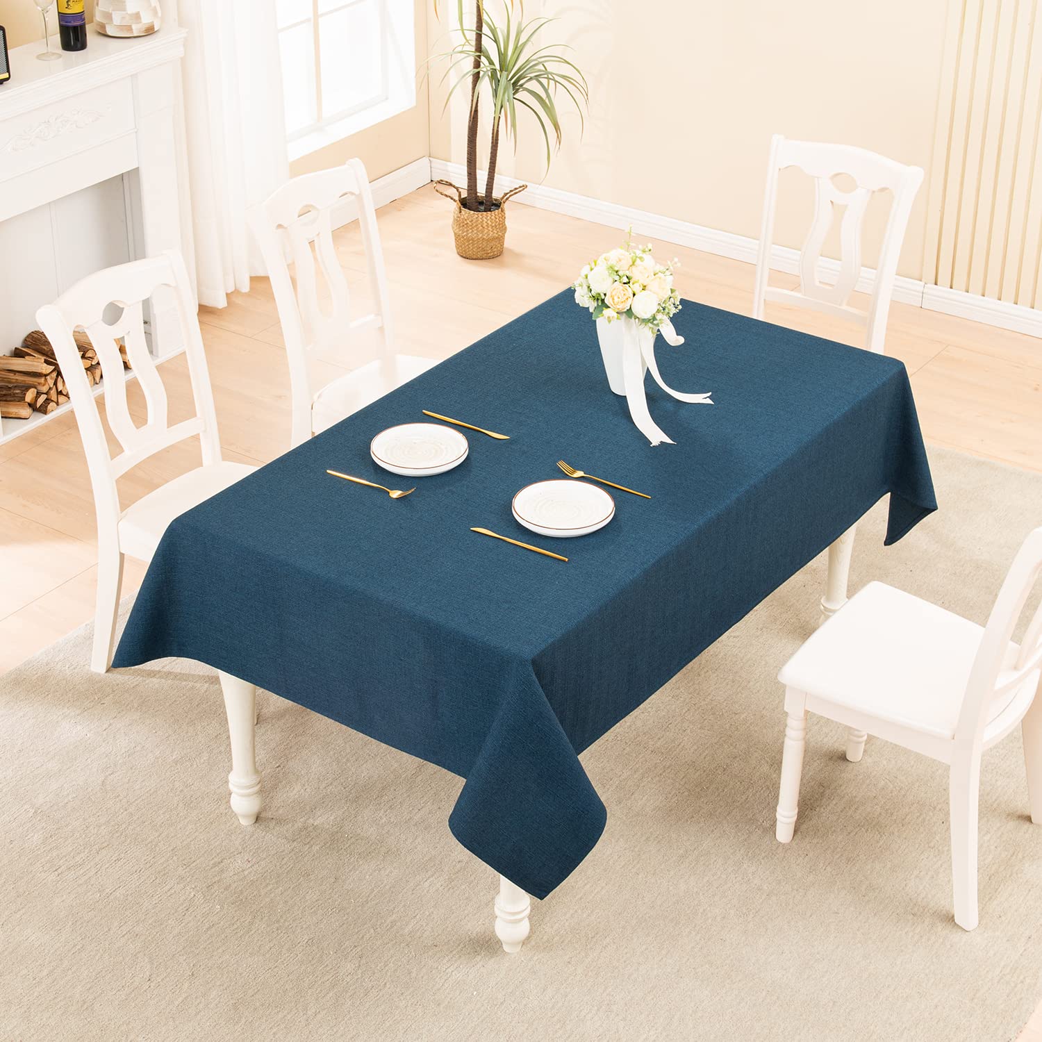 Balcony & Falcon Rectangle Tablecloth Washable Wrinkle Resistant And Water Proof Table Cloth Decorative Linen Fabric Tablecloths