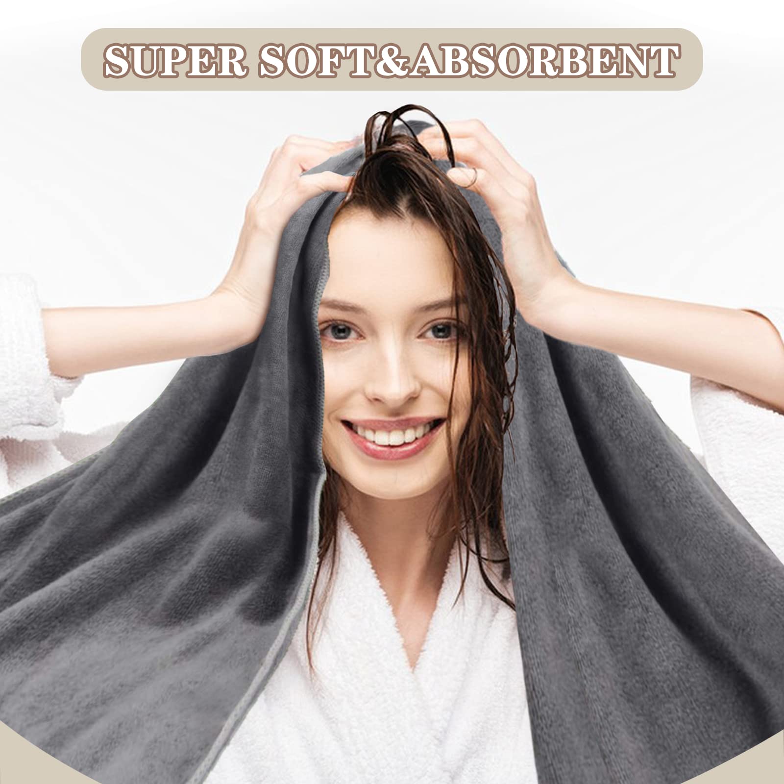 SUNLAND Microfiber Hair Towel Wrap for Women Super Absorbent Quick Dry Magic Hair Turban for Drying Long Hair Soft and Large 24