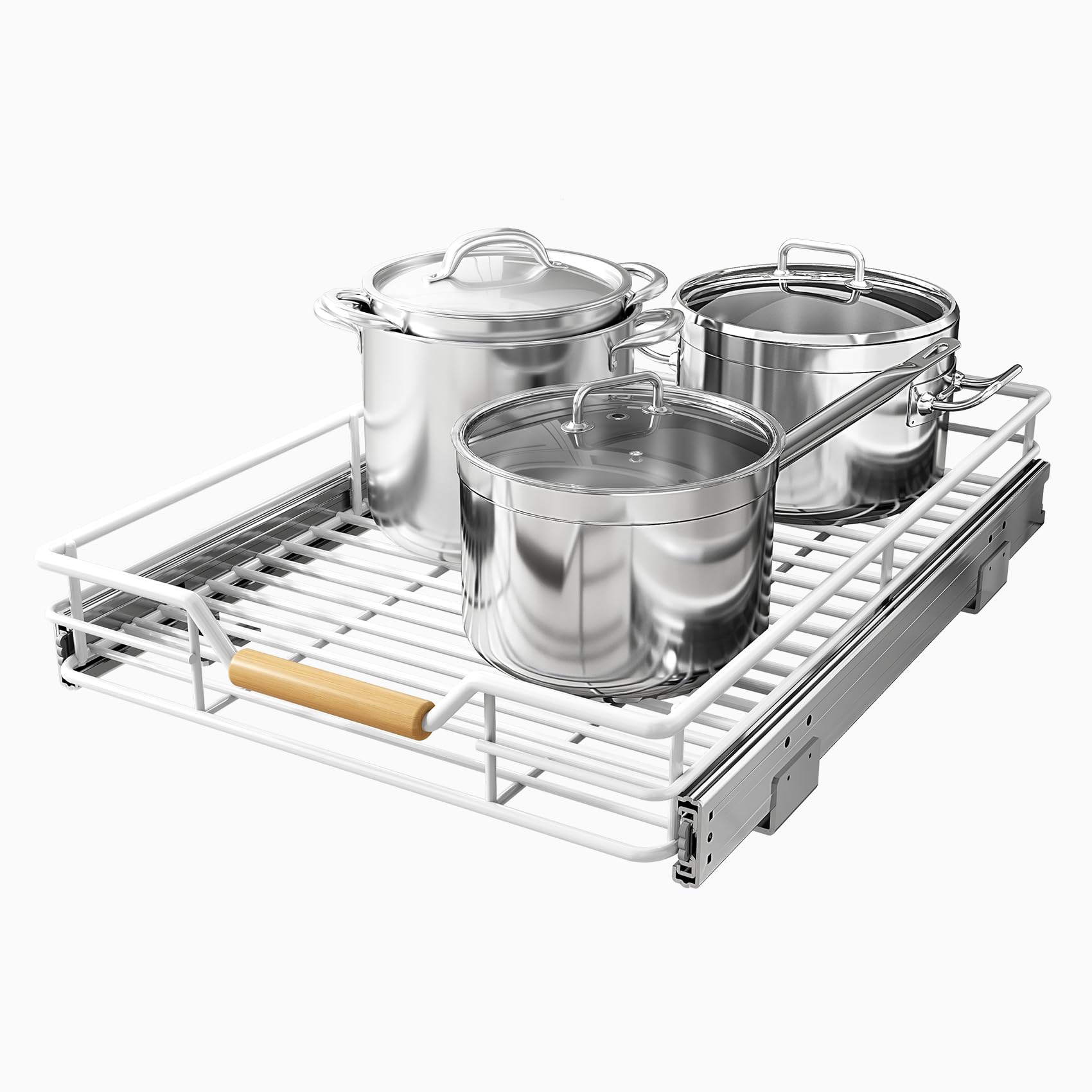 Pull out Cabinet Organizer, 12W X 21D, Heavy Duty Smooth Sliding Under Cabinet Shelves for Pots and Pans, Full-Extension Roll ou