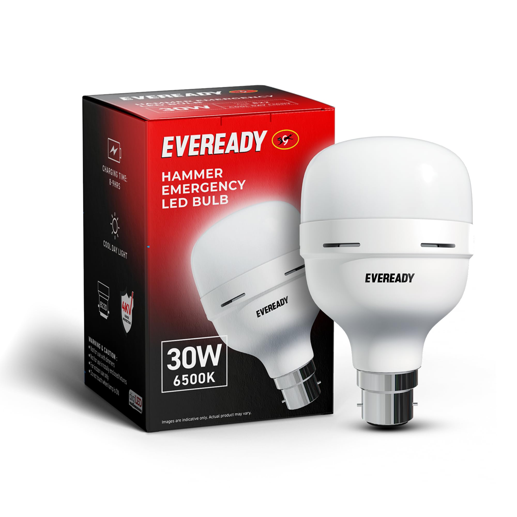 Eveready 30W Emergency Inverter Led Bulb, Cool Day Light (6500K), Rechargeable Bulb With 3 Hours Backup, Ideal For Powercuts, En