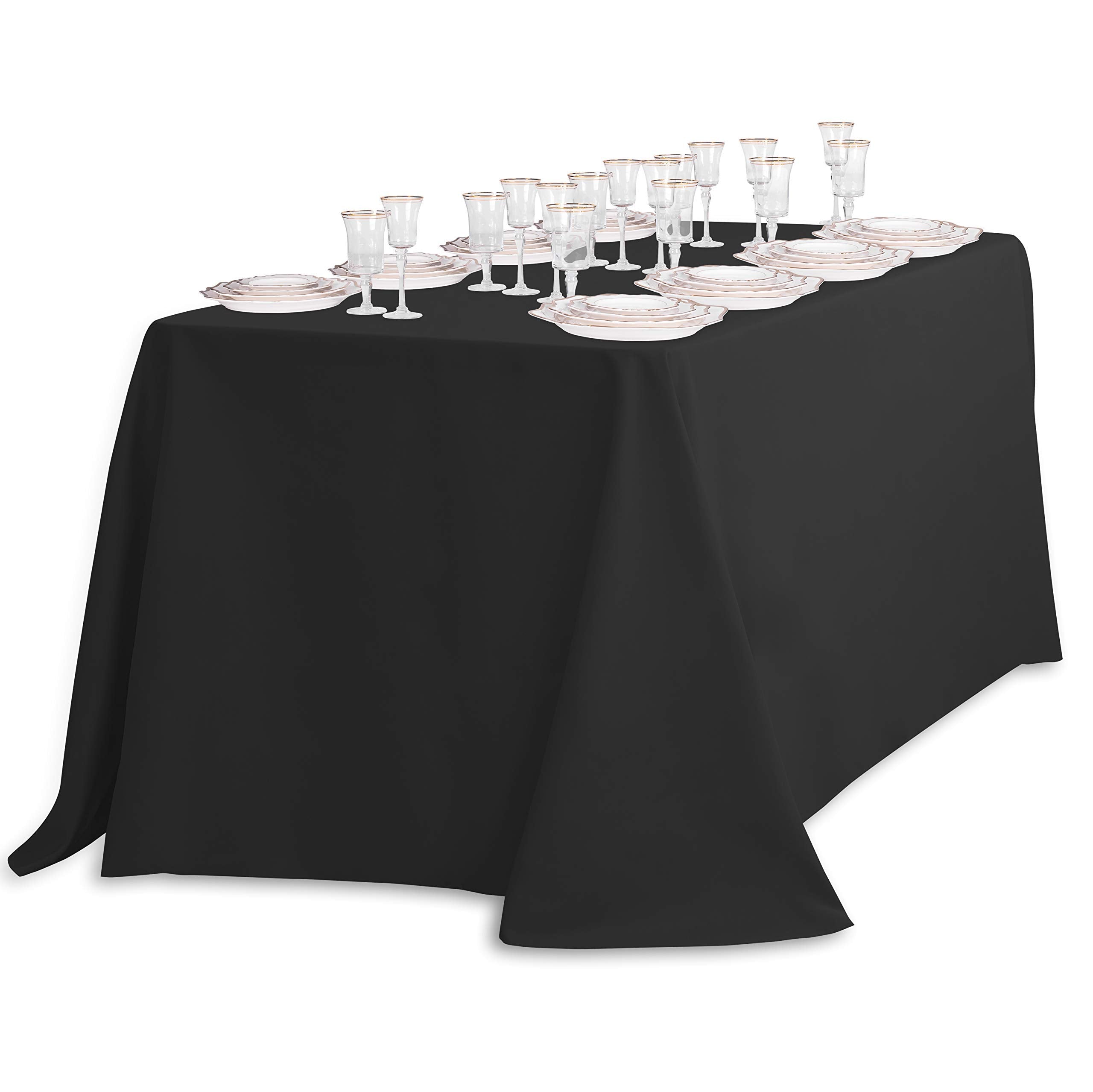 LinenTablecloth 90 x 132-Inch Rectangular Polyester Tablecloths (Black  2)