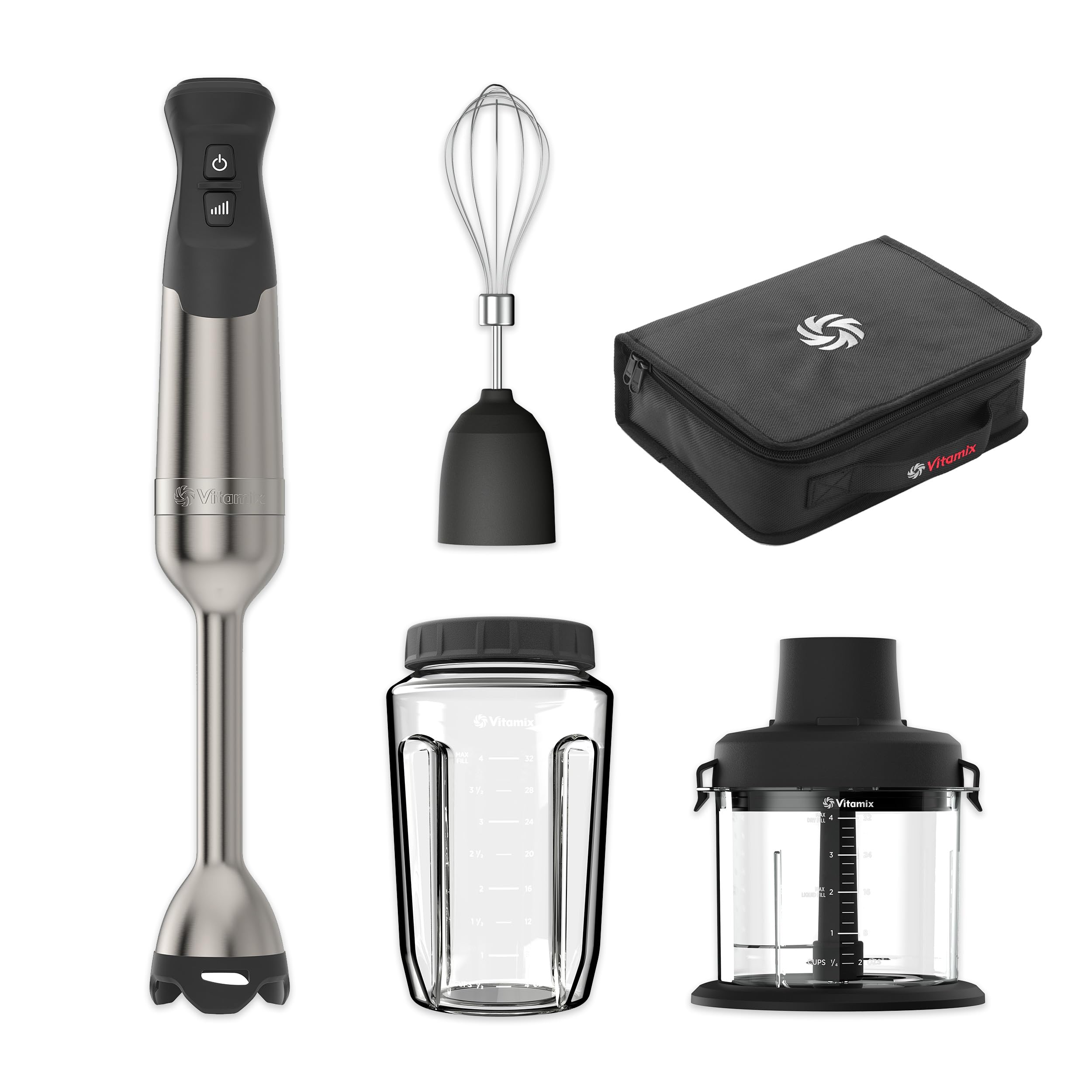Vitamix 5-Speed Immersion Blender 5-Piece Bundle, 625-Watt Motor, One-Handed Operation, 5 ft cord, includes Mini-Chopper, Blendi