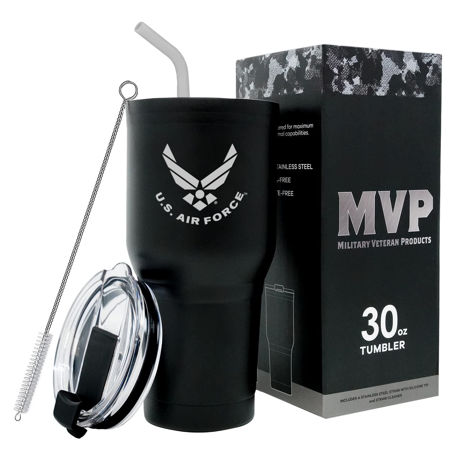 30 Oz Air Force Coffee Travel Mug | Double Wall Vacuum Insulated Coffee Tumbler | Stainless Steel Coffee Mug With Lid & Straw