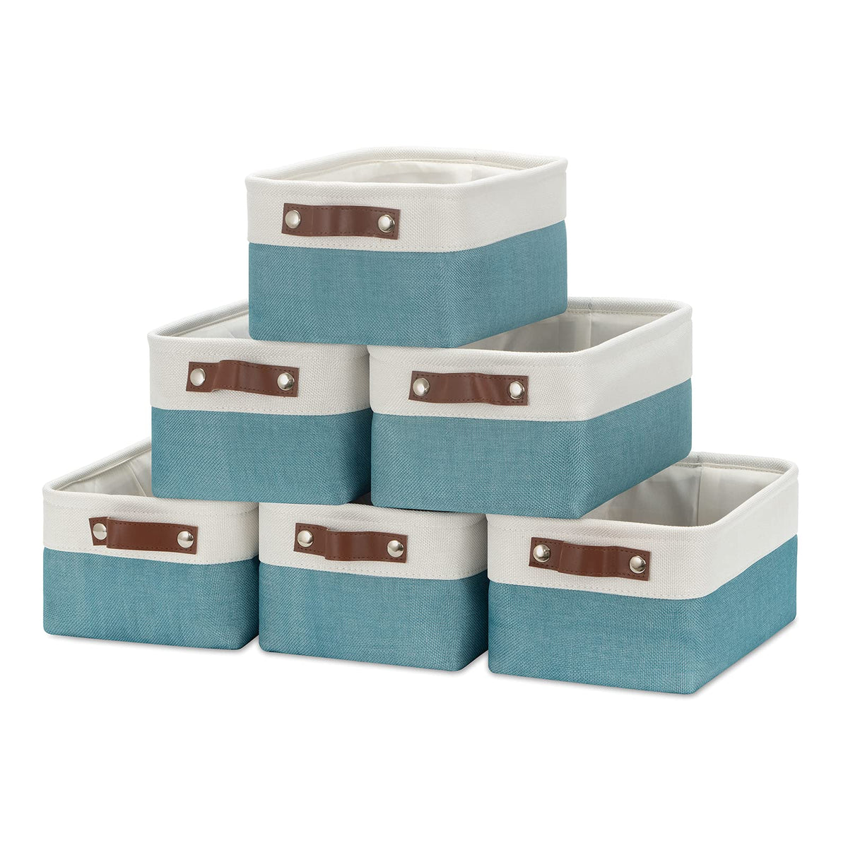 Hnzige Storage Baskets Bins Set, (6 Pack) Small Fabric Baskets For Shelves, Baskets For Gifts Empty With Handles For Organizing
