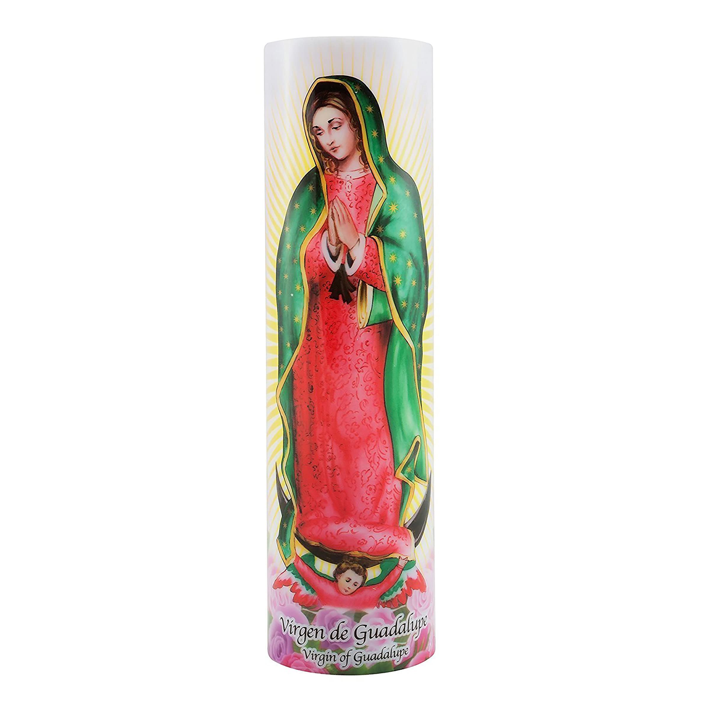 Virgin of Guadalupe Flameless LED Prayer Candle, Unique Religious Decoration, Gift Idea for Mothers Day, Birthday, or Any Holida