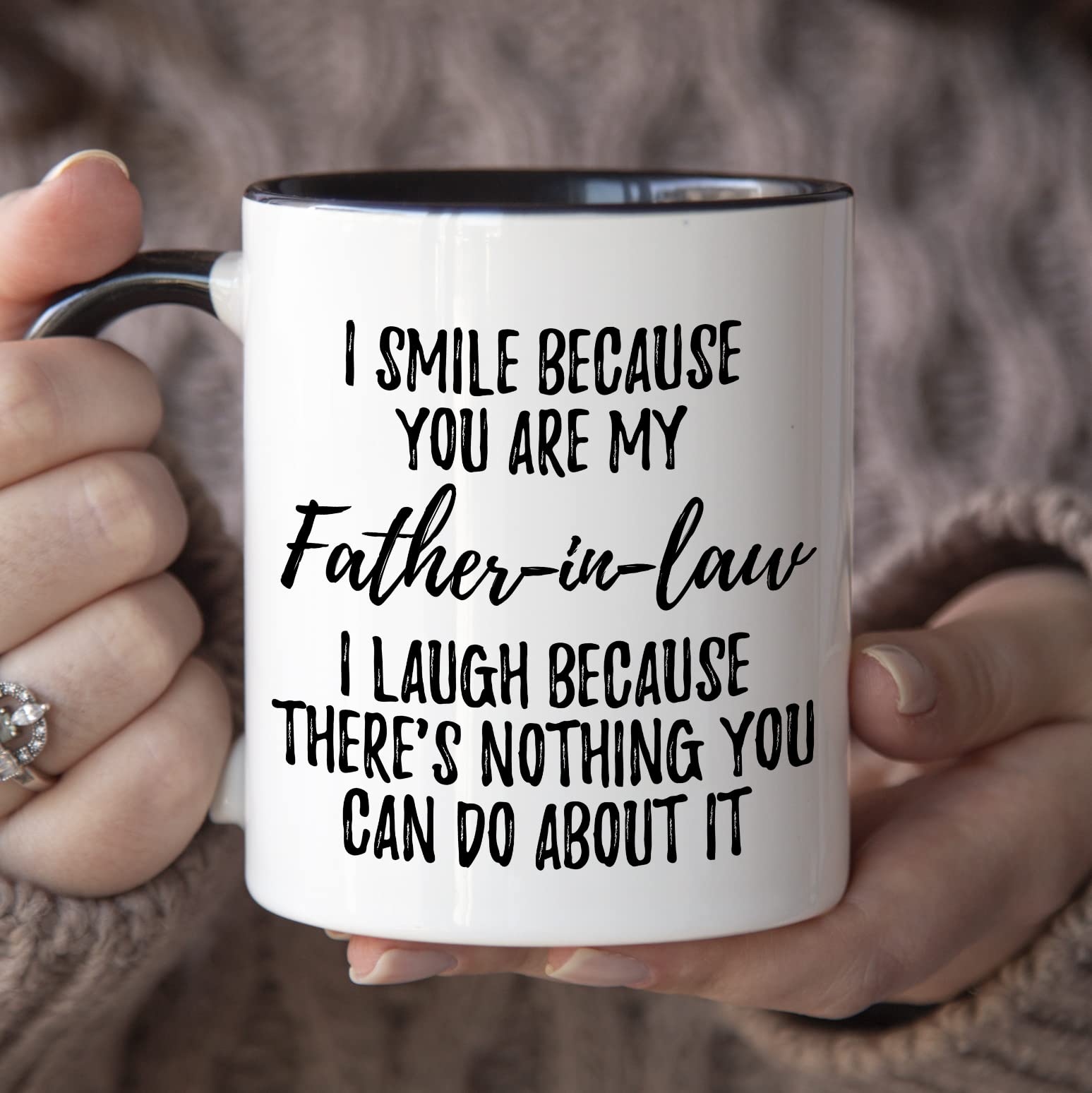 Younique Designs Father In Law Coffee Mug, 11 Ounces, Funny Father-In-Law Cup From Daughter In Law And Son In Law (Black Handle)