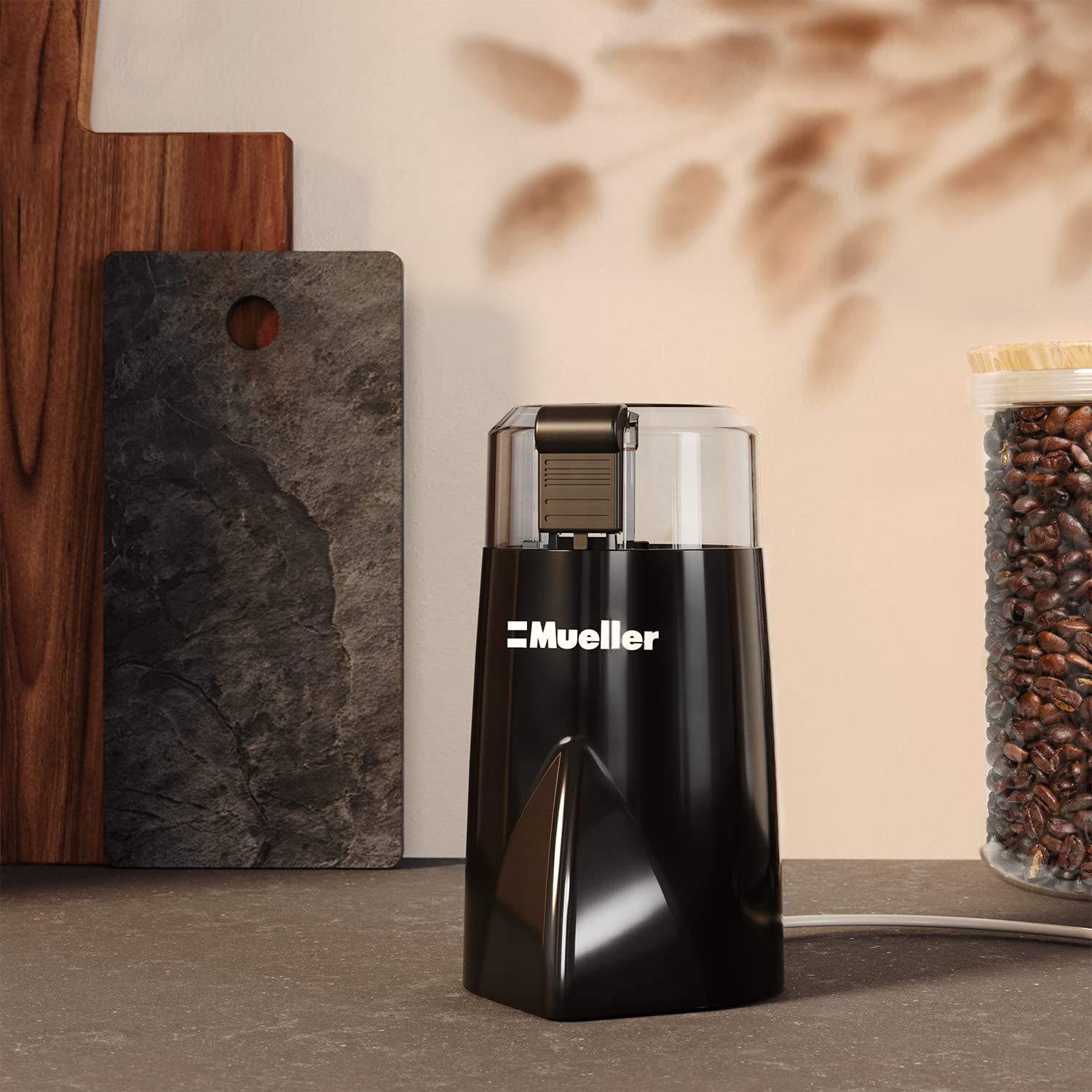 Mueller HyperGrind Electric Spice/Coffee Grinder, 2.1 oz, Stainless Steel, Powerful Motor, Black, Model MLR010555N