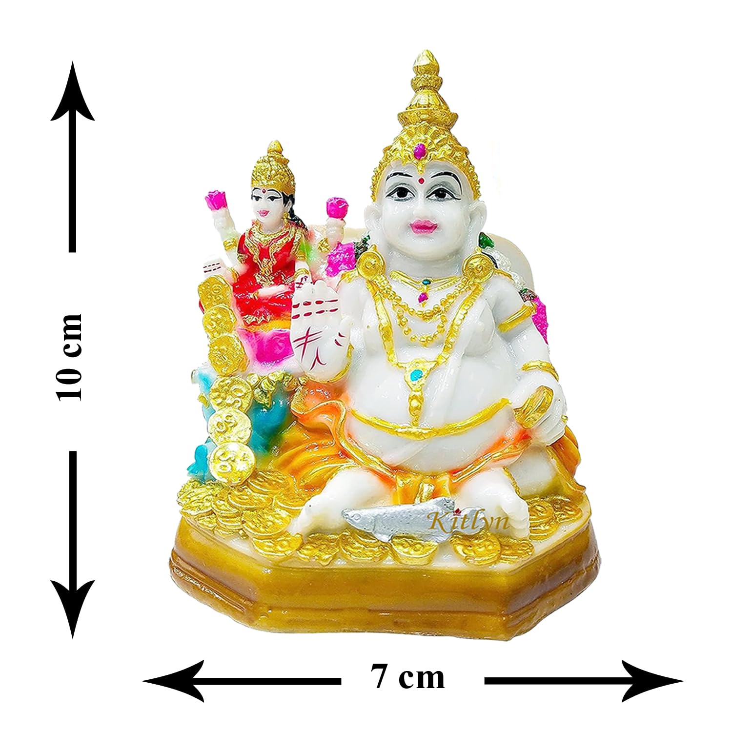 Kitlyn Kuber Statue For Tijori Locker Money Safe Kubera Idol For Maha Dosh Nivaran + Laxmi Ganesh Silver Pooja Coin Decorative S