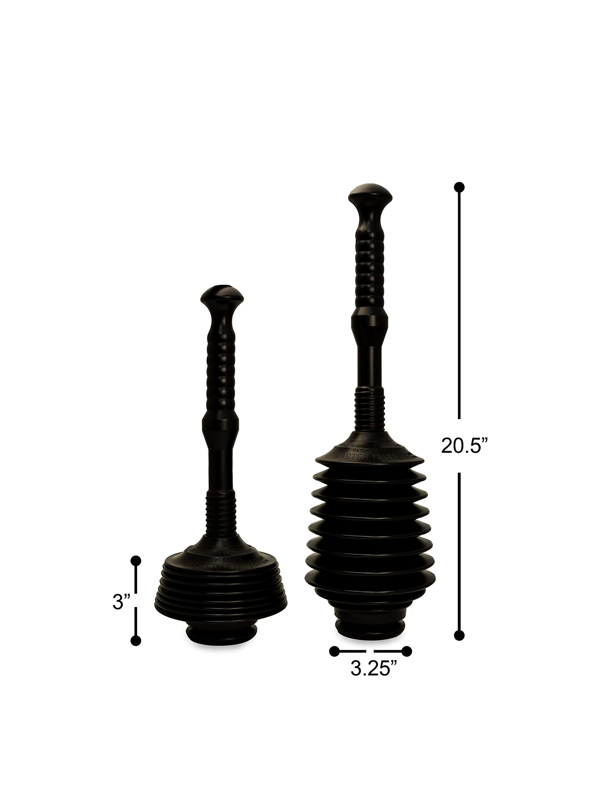 Master Plunger MP100-3 Heavy Duty Toilet Plunger Clears  Kitchen Sinks  Garbage Disposal and  Toilets Fast. Equipped with Patented Automatic Air Relief Valve  Black
