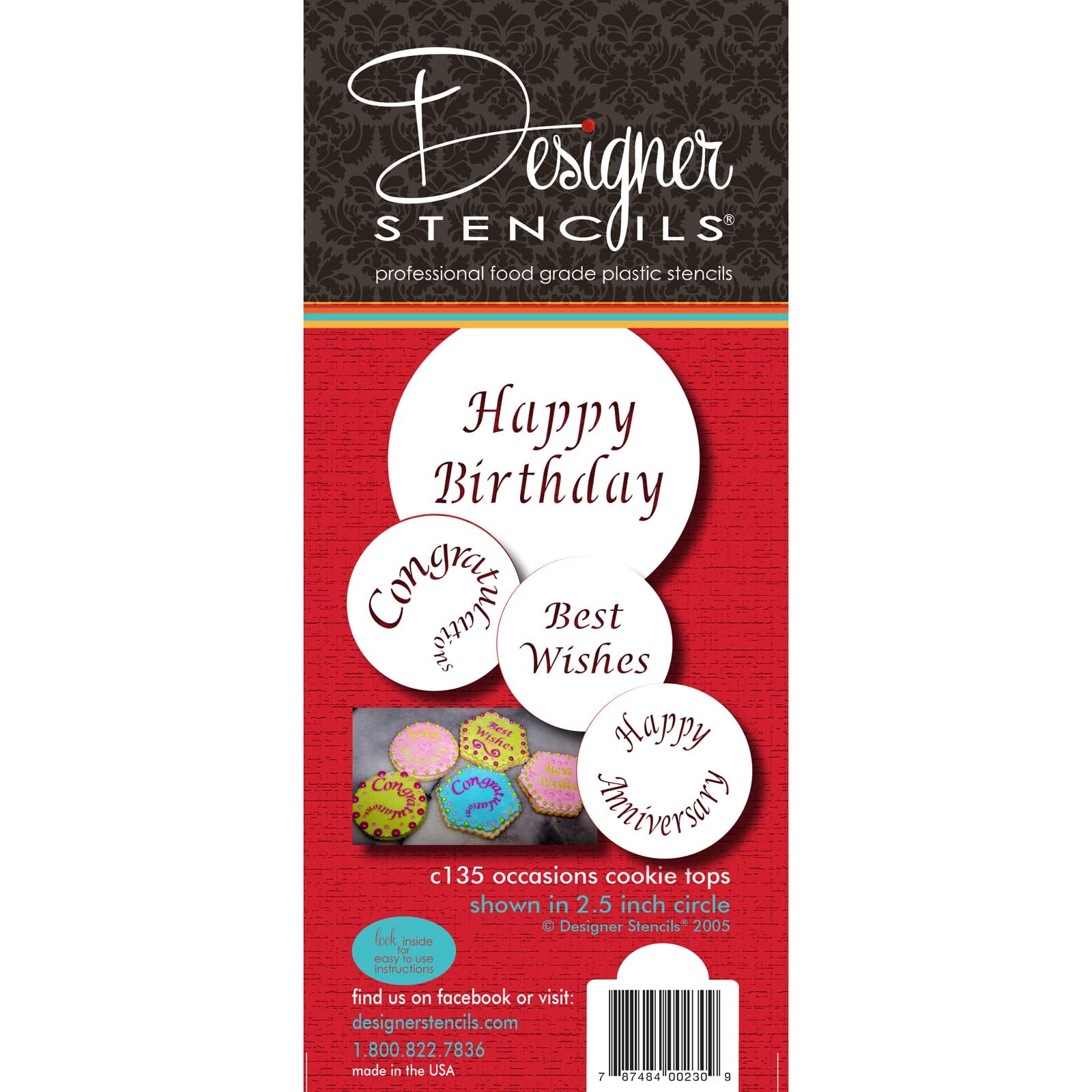 Designer Stencils Special Occasions Candy And Cookie Stencils (Congratulations, Best Wishes, Happy Birthday And Anniversary), Be