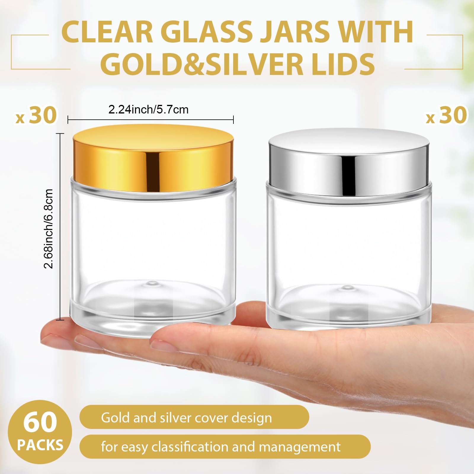 Meanplan 60 Pack 4 Oz Small Glass Jars With Lids Round Glass Sample Cosmetic Jars With Inner Liners For Condiment Containers Reu