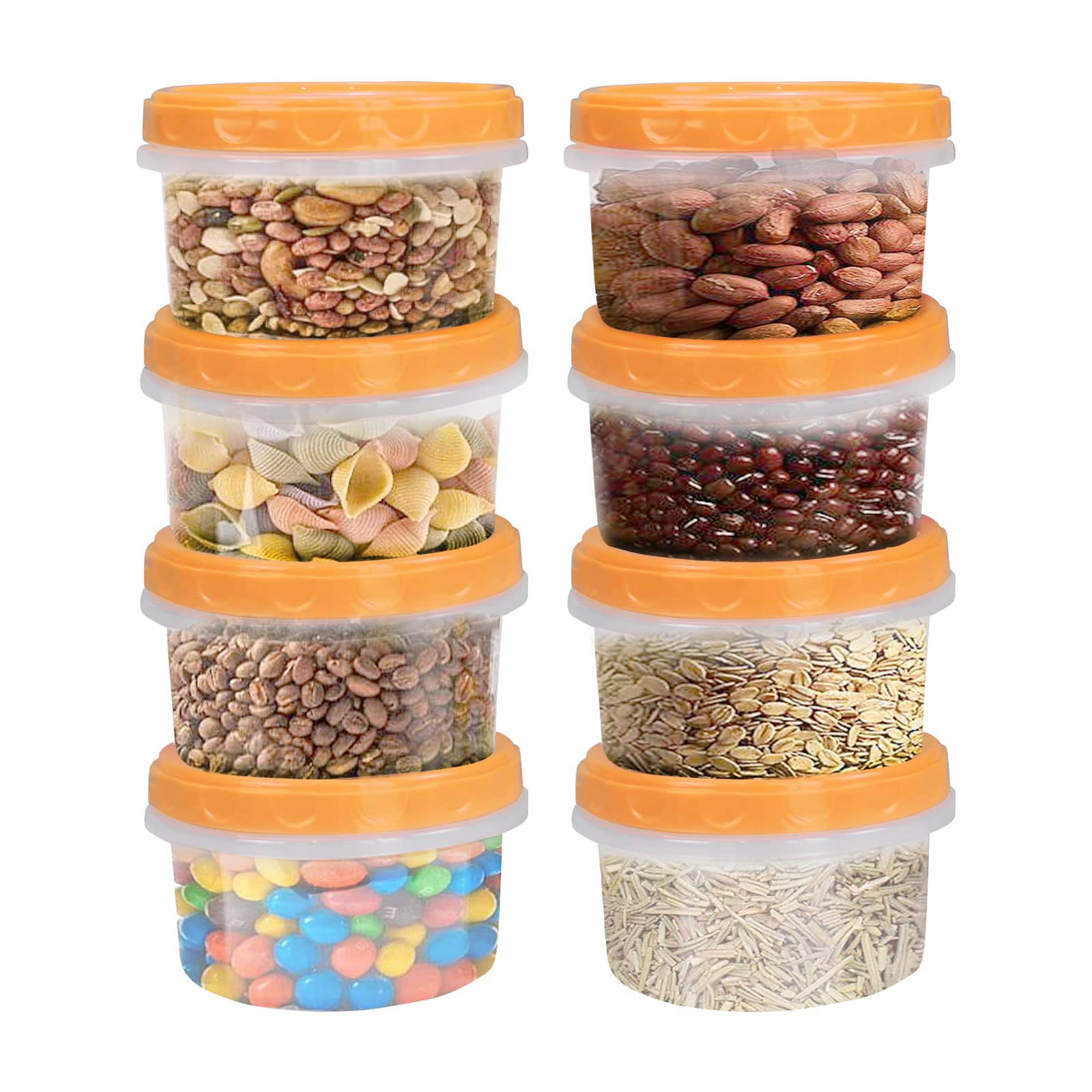 Jucaifu 8 Ounce Reuseable Small Plastic Freezer Storage Container Jars With Screw Lid For Food Snacks Lunch(8Pcs, Yellow)