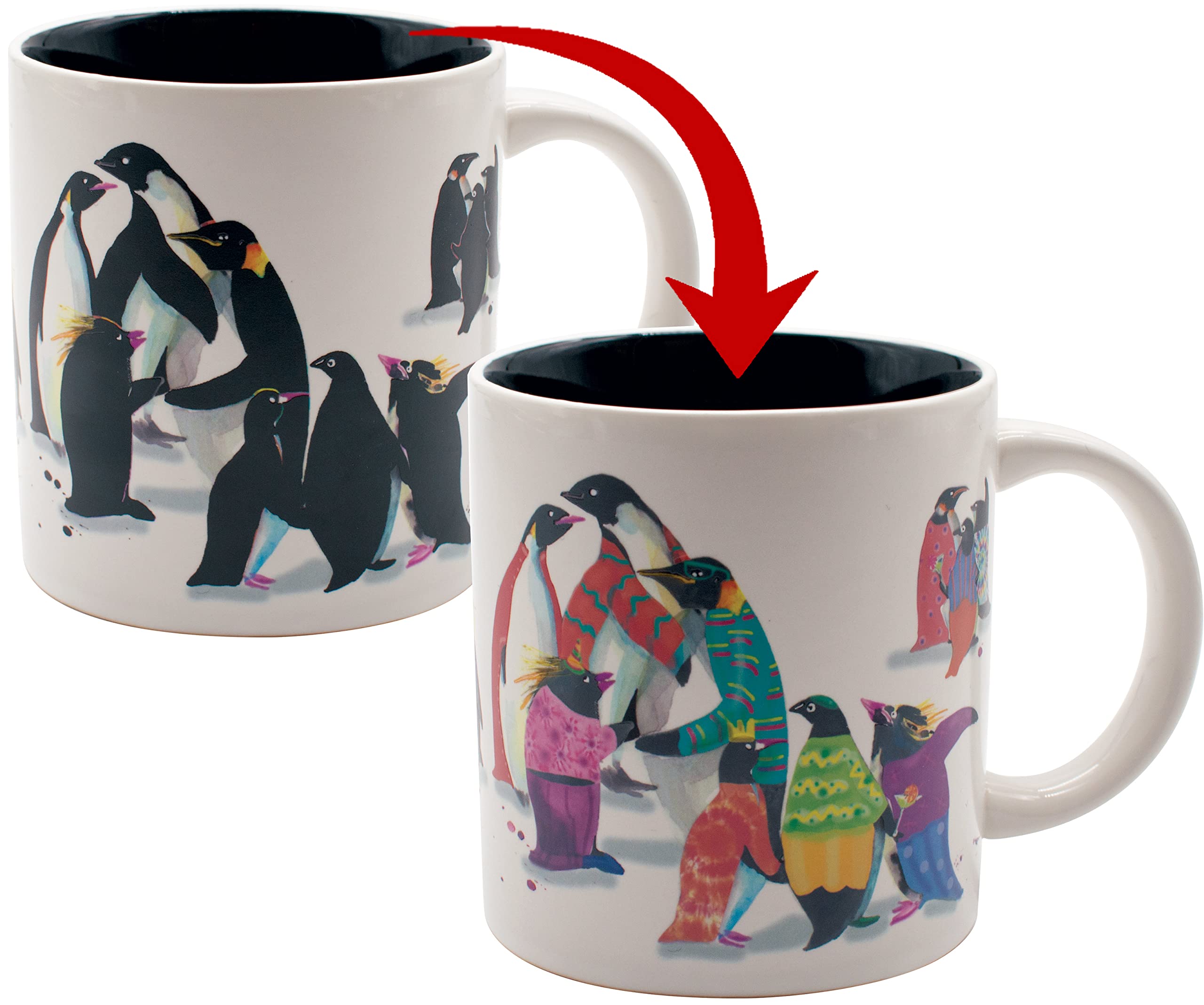 The Unemployed Philosophers Guild Penguin Party Heat Changing Color Transforming Reveal Mug  Add Coffee and the Penguins Start 