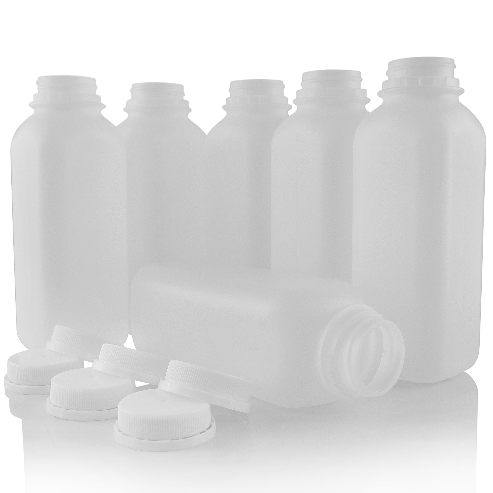 Pinnacle Mercantile Empty Plastic Smoothie Juice Bottles 16 ounce Set 6 Tamper Evident Caps