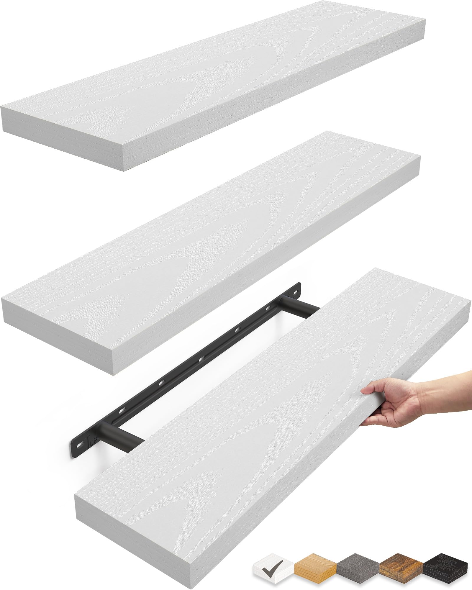 BAYKA Floating Shelves for Wall, 22.5 inches Wall Mounted Rustic Wood Shelves for Bathroom, Bedroom, Living Room, Floating Shelv